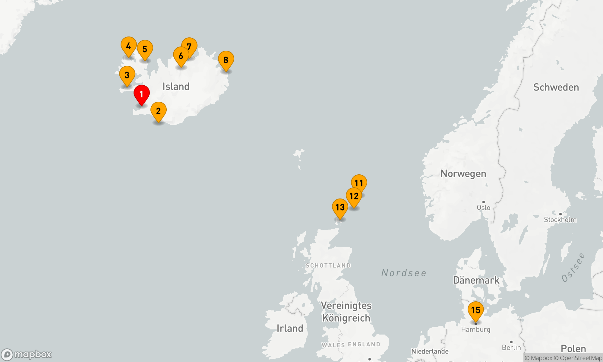 Route 14 Nächte - Von Island nach Hamburg - Halbumrundung des Landes aus Eis und Feuer