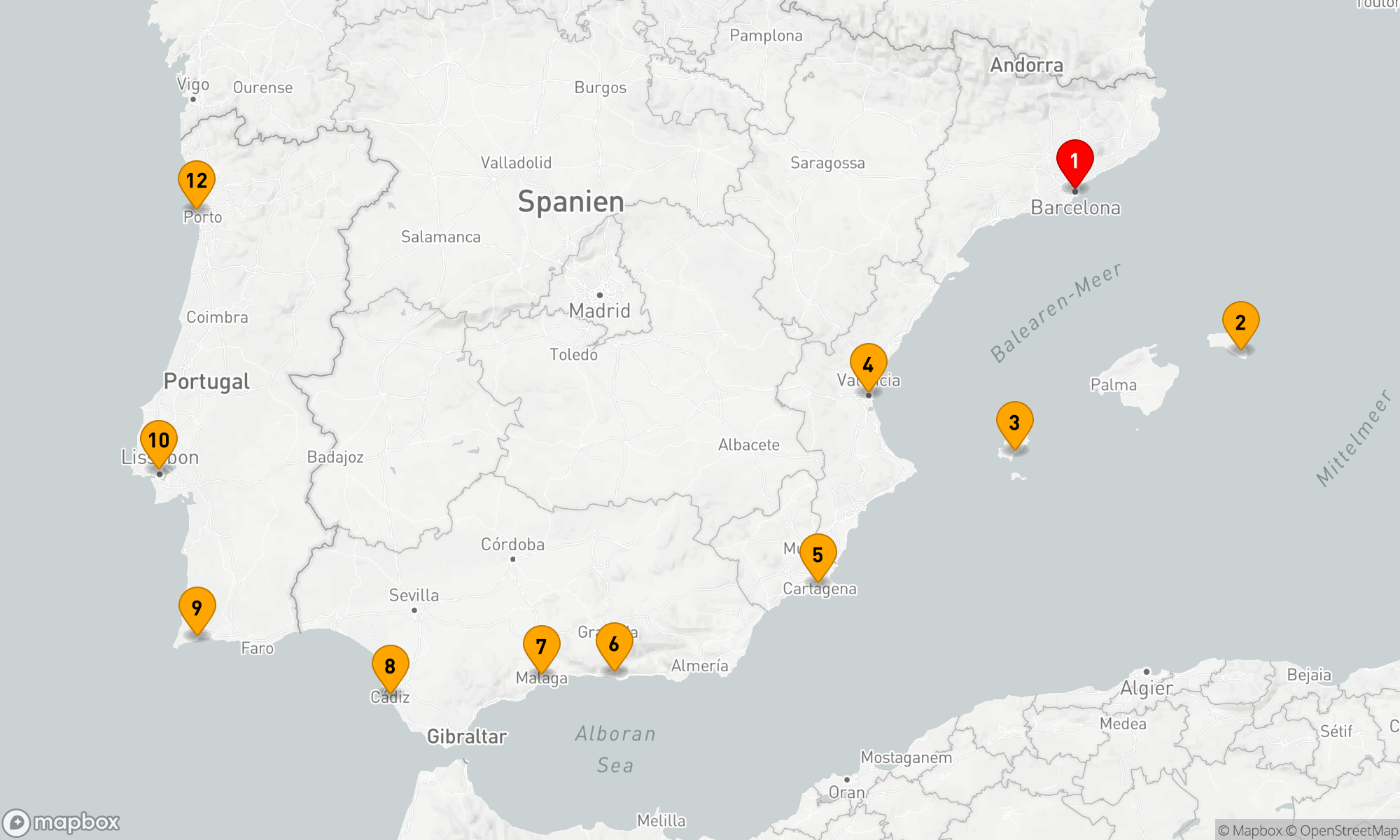 Route 11 Nächte - Inselschätze und iberische Küsten