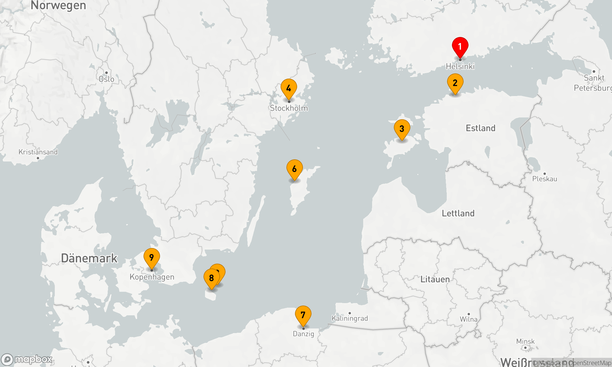 Route 8 Nächte - Hauptstädte und berühmte Städte der Ostsee