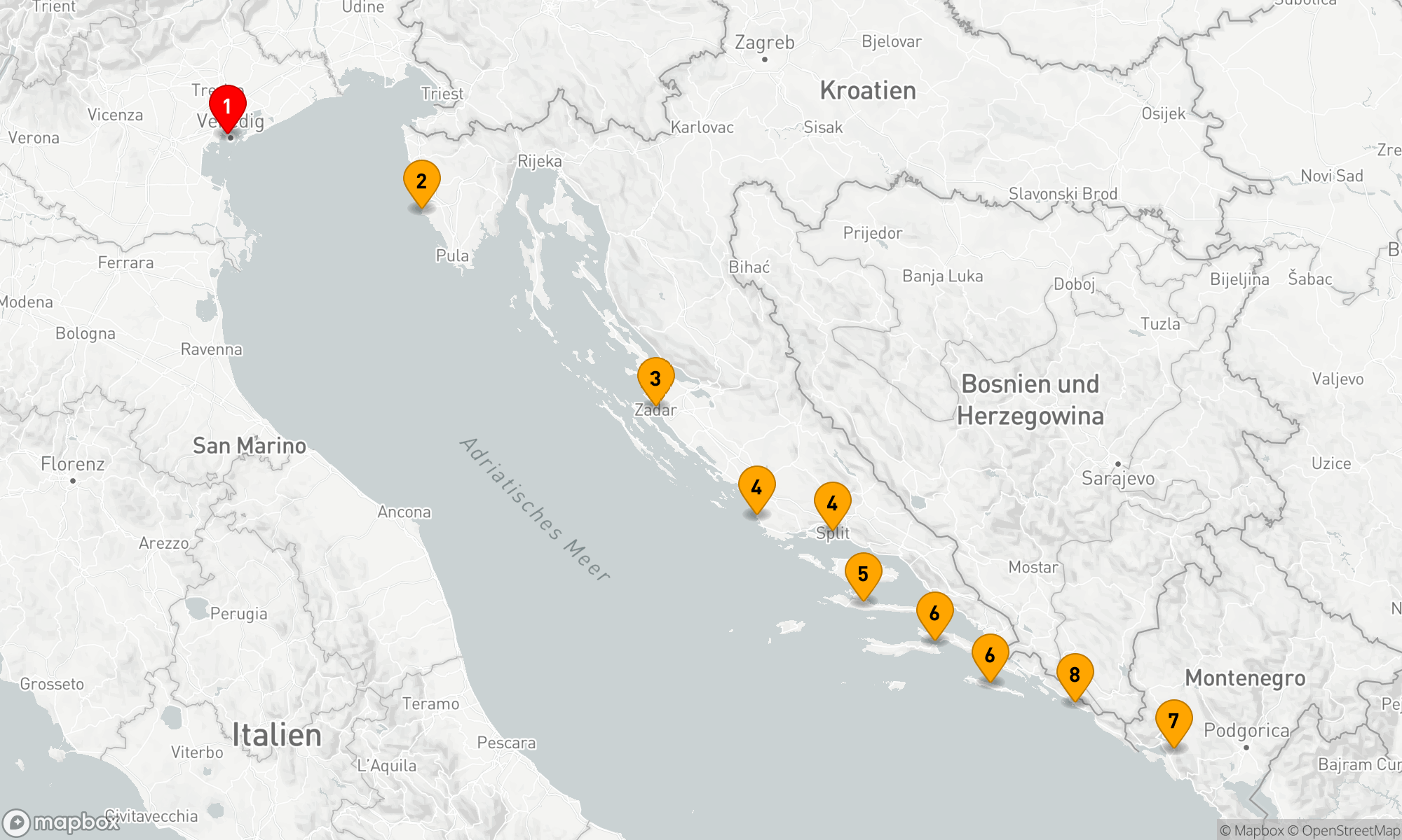Route 7 Nächte - Wunder der Natur und Kulturschätze Dalmatiens