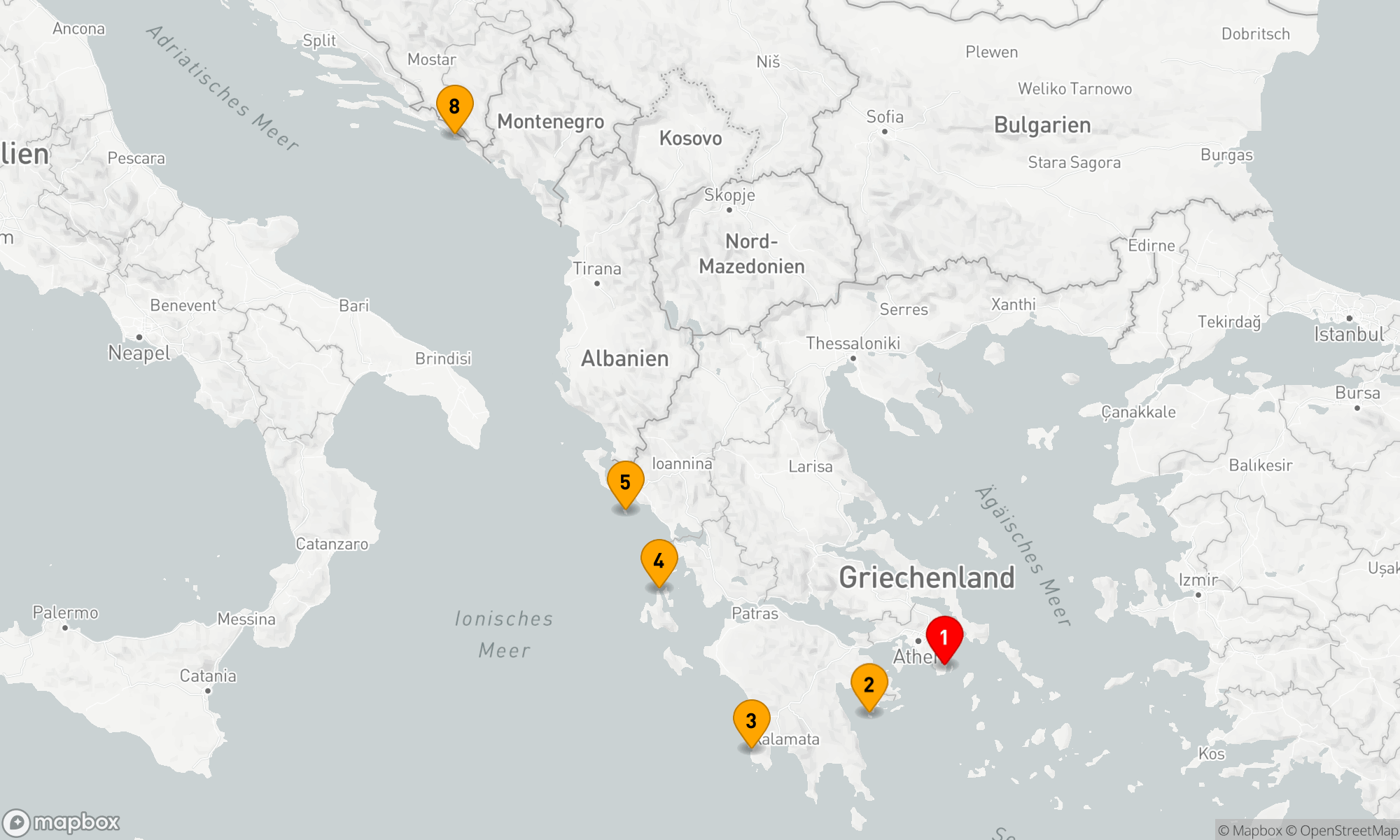 Route 7 Nächte - Inselhopping mit der Le Ponant – von Athen nach Dubrovnik