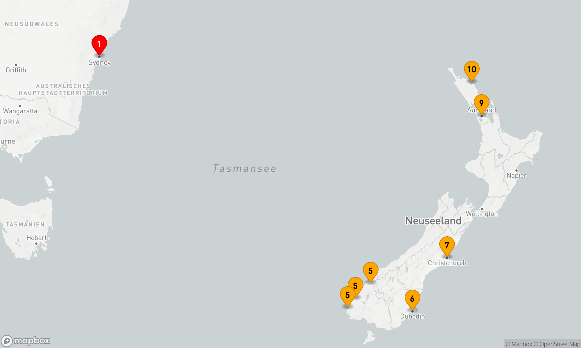 Route 12 Nächte - NEUSEELAND URLAUBSKREUZFAHRT