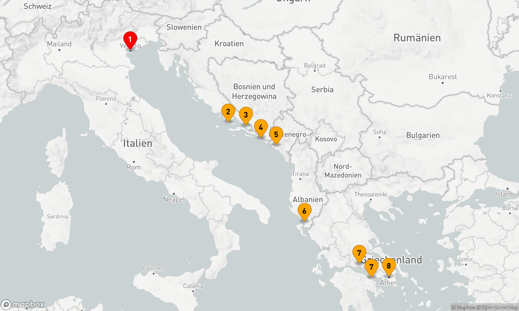 Route 7 Nächte - Kreuzfahrt an der Dalmatinischen Küste und im Ionischen Meer Von Venedig nach Athen – mit Smithsonian Journeys