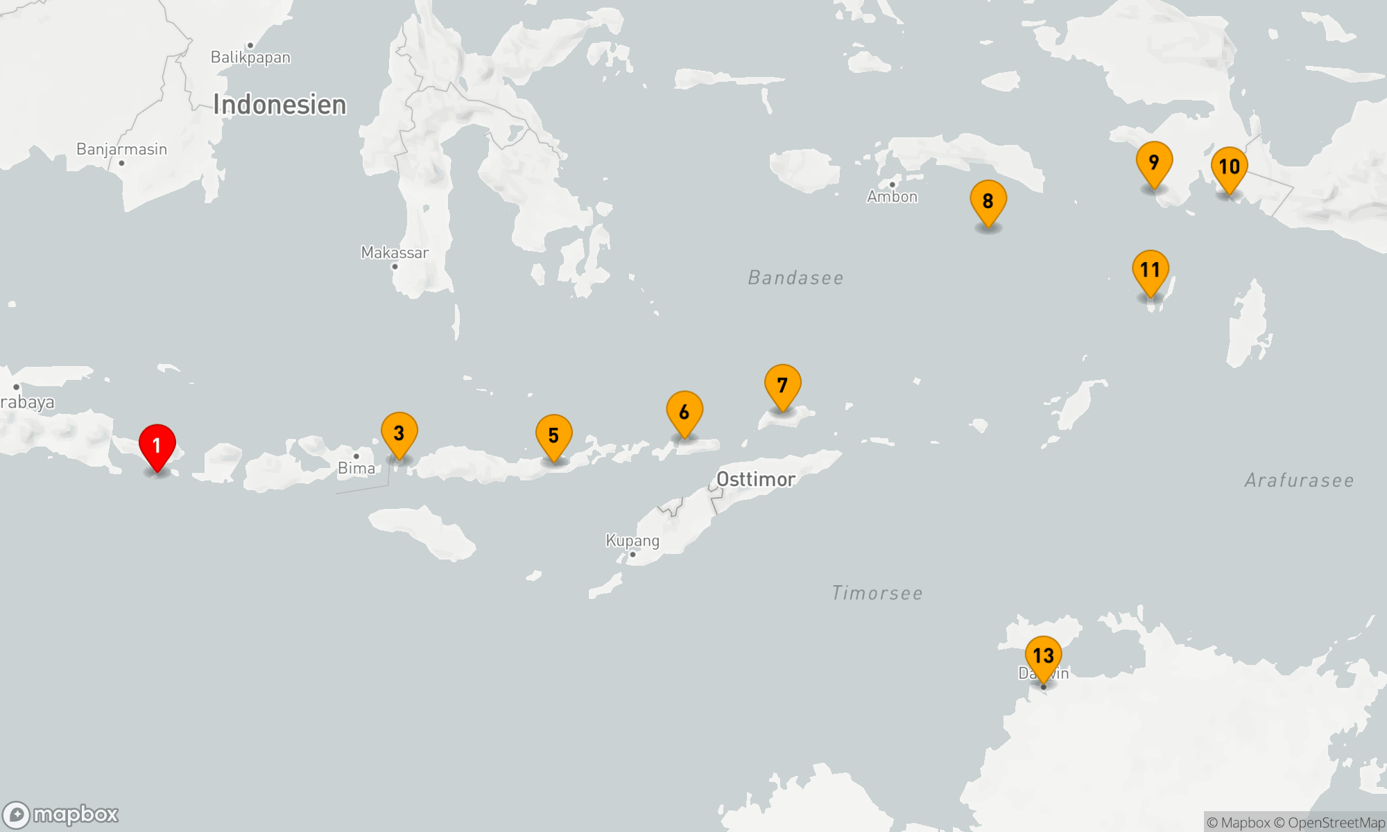Route 12 Nächte - Reise nach Indonesien: Drachen,  Riffe und die Gewürzinseln – mit Smithsonian Journeys