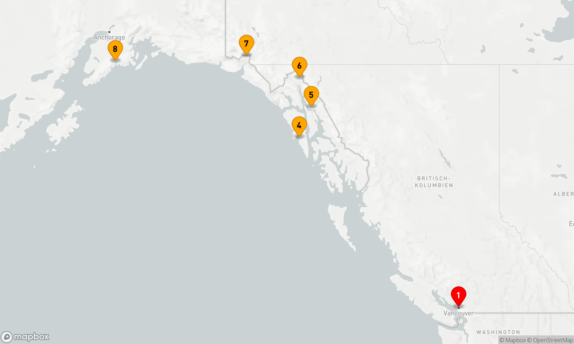 Route 7 Nächte - NORDWÄRTS ALASKA & HUBBARD GLETSCHER