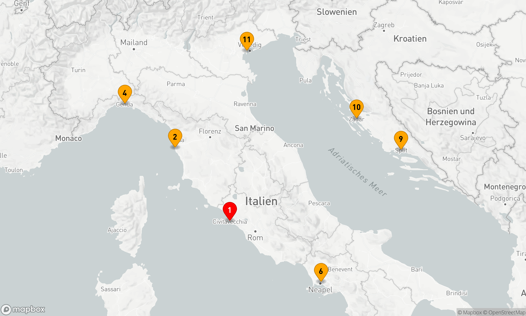 Route 10 Nächte - Mediterrane Schätze und Adriatische Küsten 