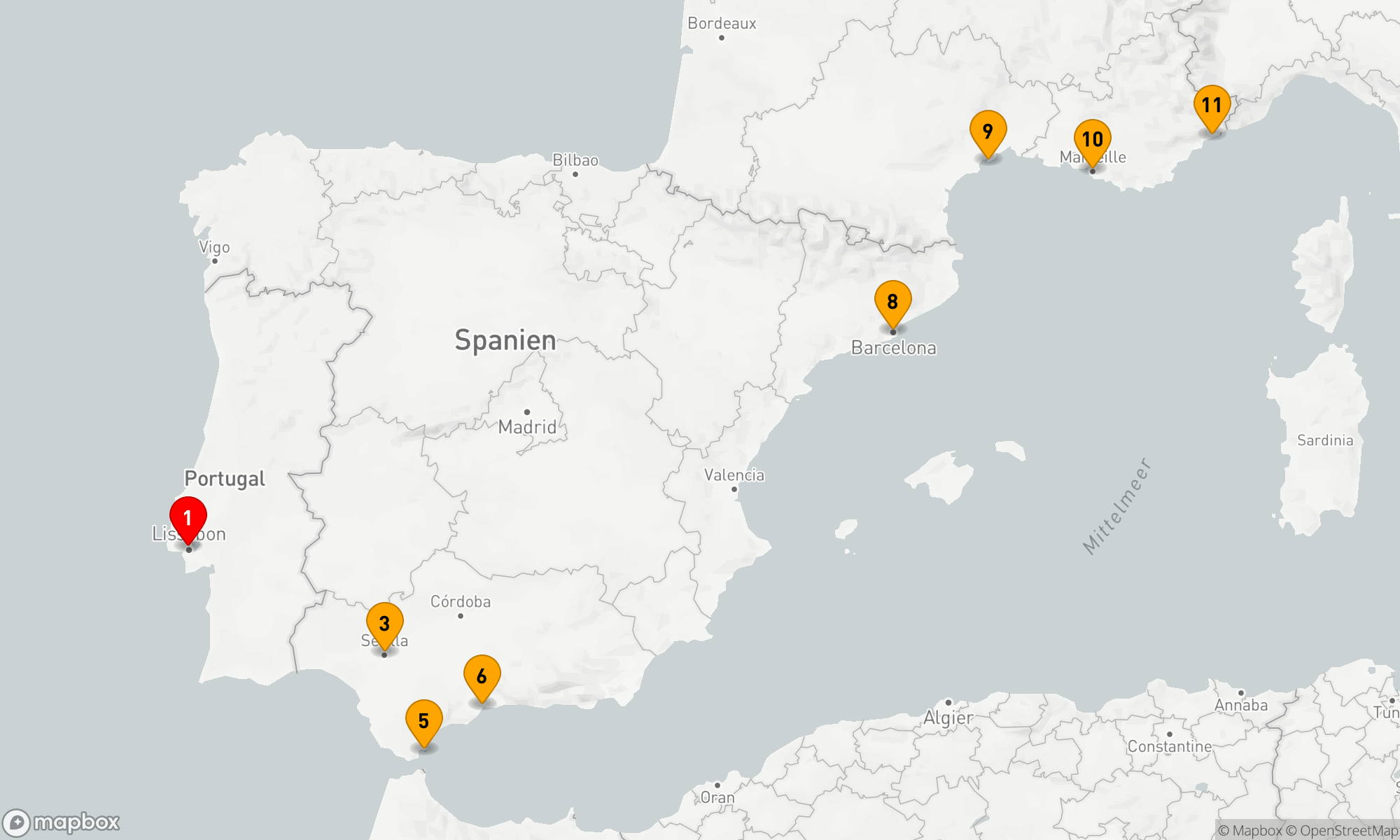 Route 10 Nächte - Glanzlichter der Iberischen Halbinsel und der Französischen Riviera