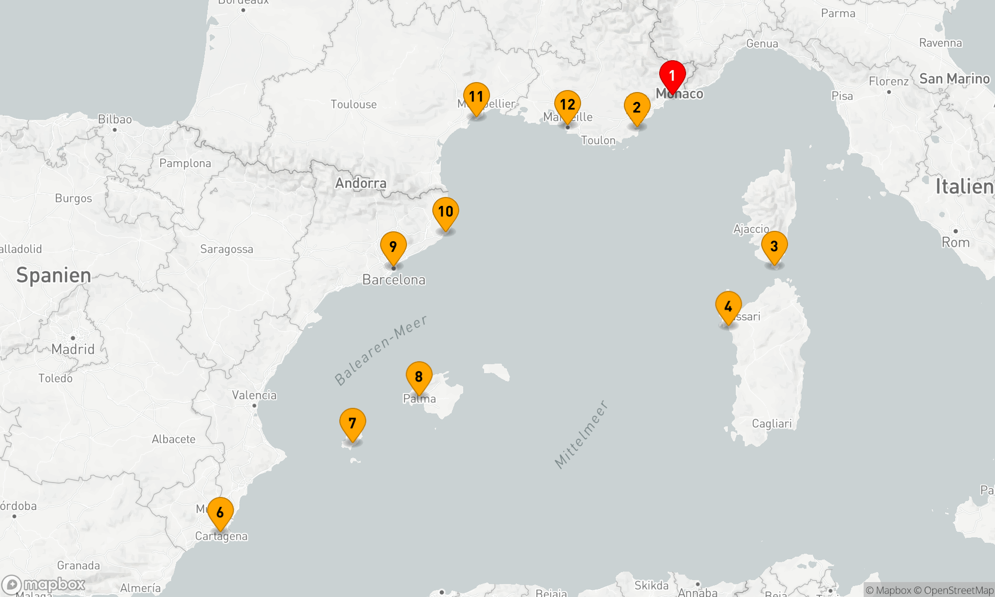 Route 12 Nächte - Mittelmeerzauber: Küstenschätze und Inselträume