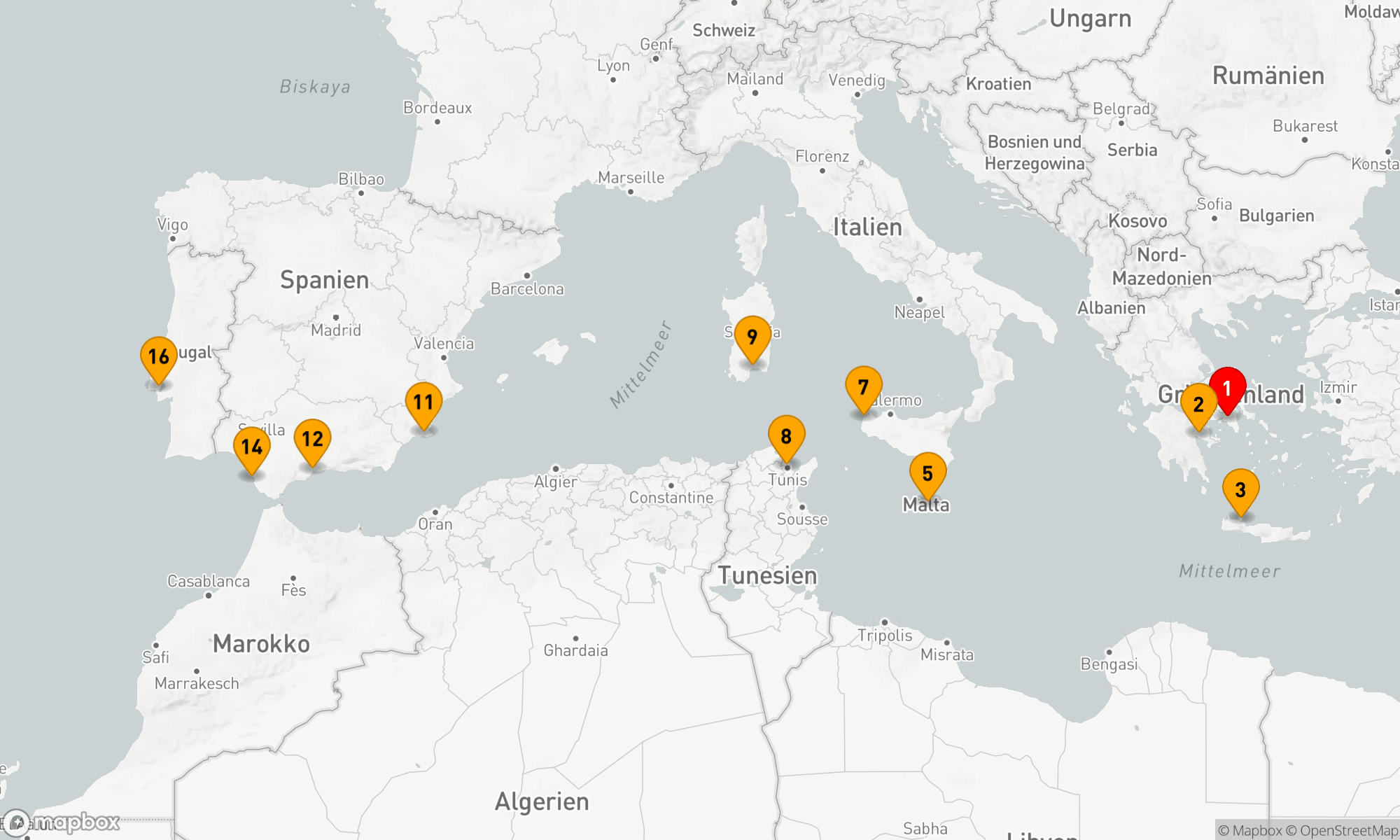 Route 15 Nächte - Mediterrane Entdeckungsreise von Athen bis Lissabon