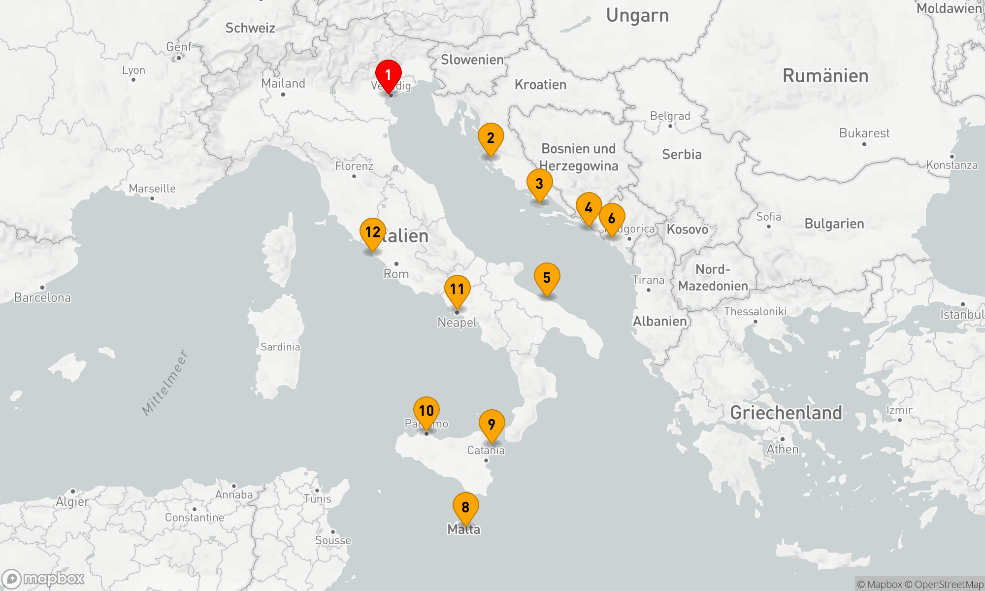 Route 11 Nächte - Adriatische Eleganz und Mediterrane Schätze