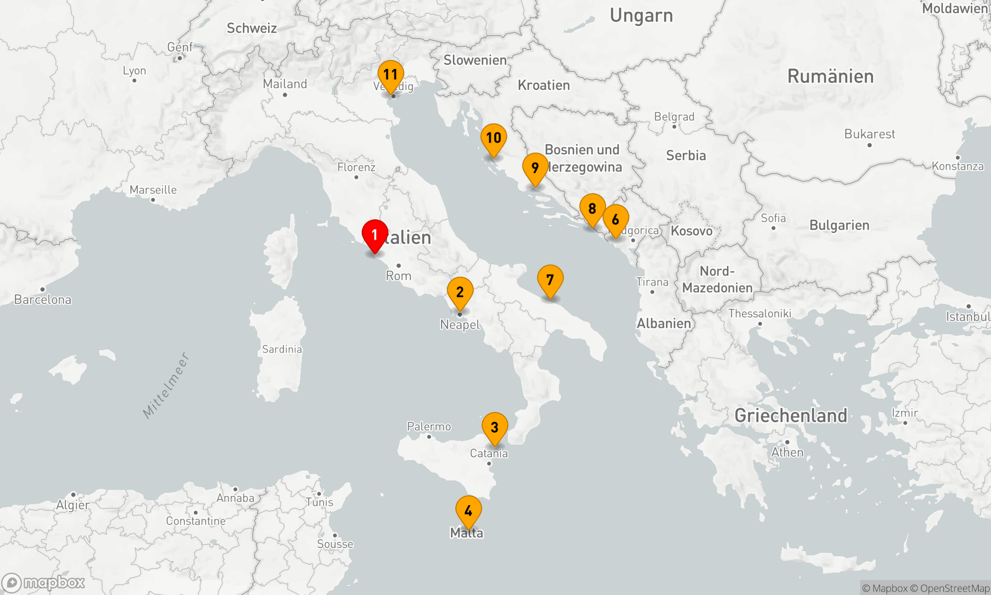 Route 10 Nächte - Mediterrane Entdeckungsreise: Von den ewigen Städten zu den Lagunen Venedigs