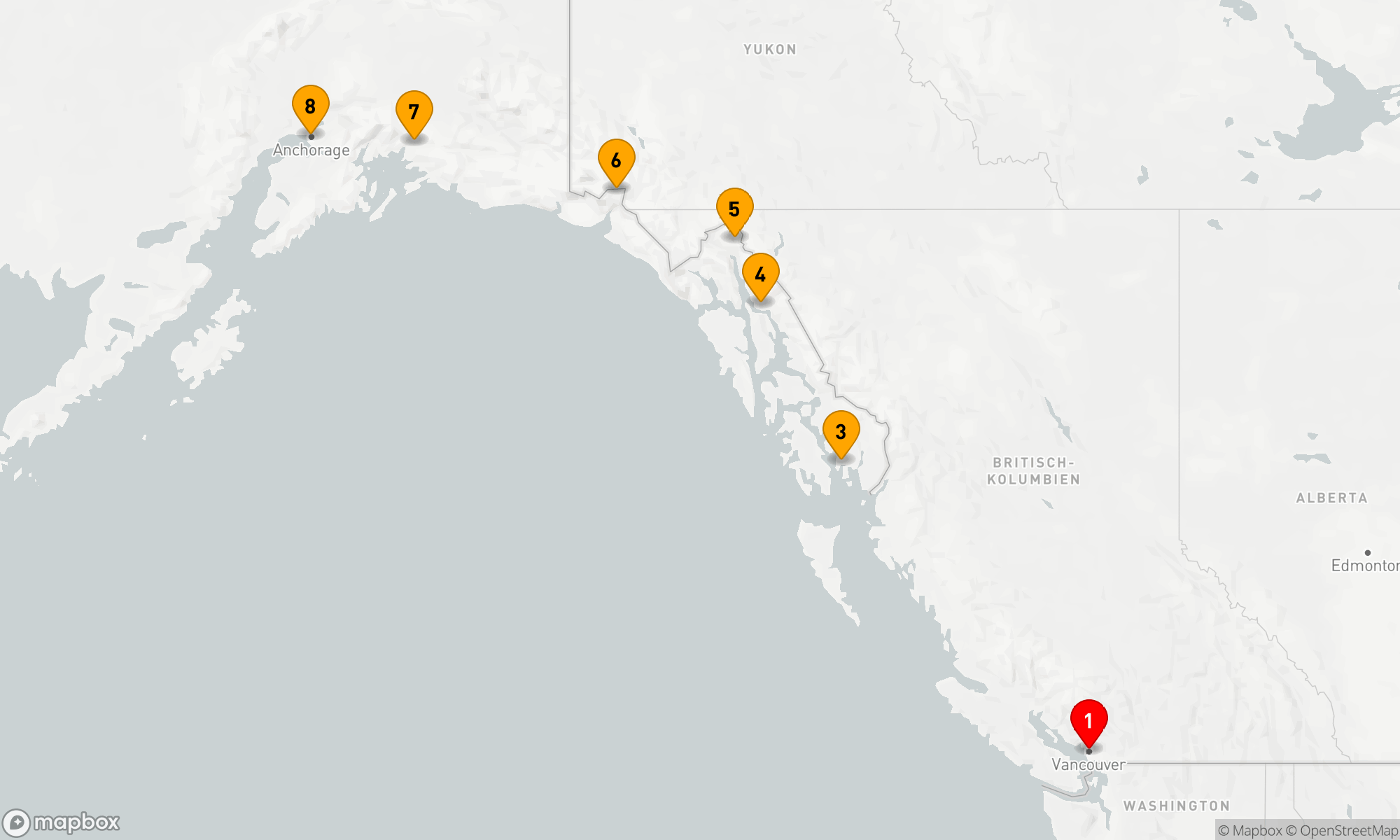 Route 7 Nächte - Gletscherzauber und Alaskas Küstenwunder