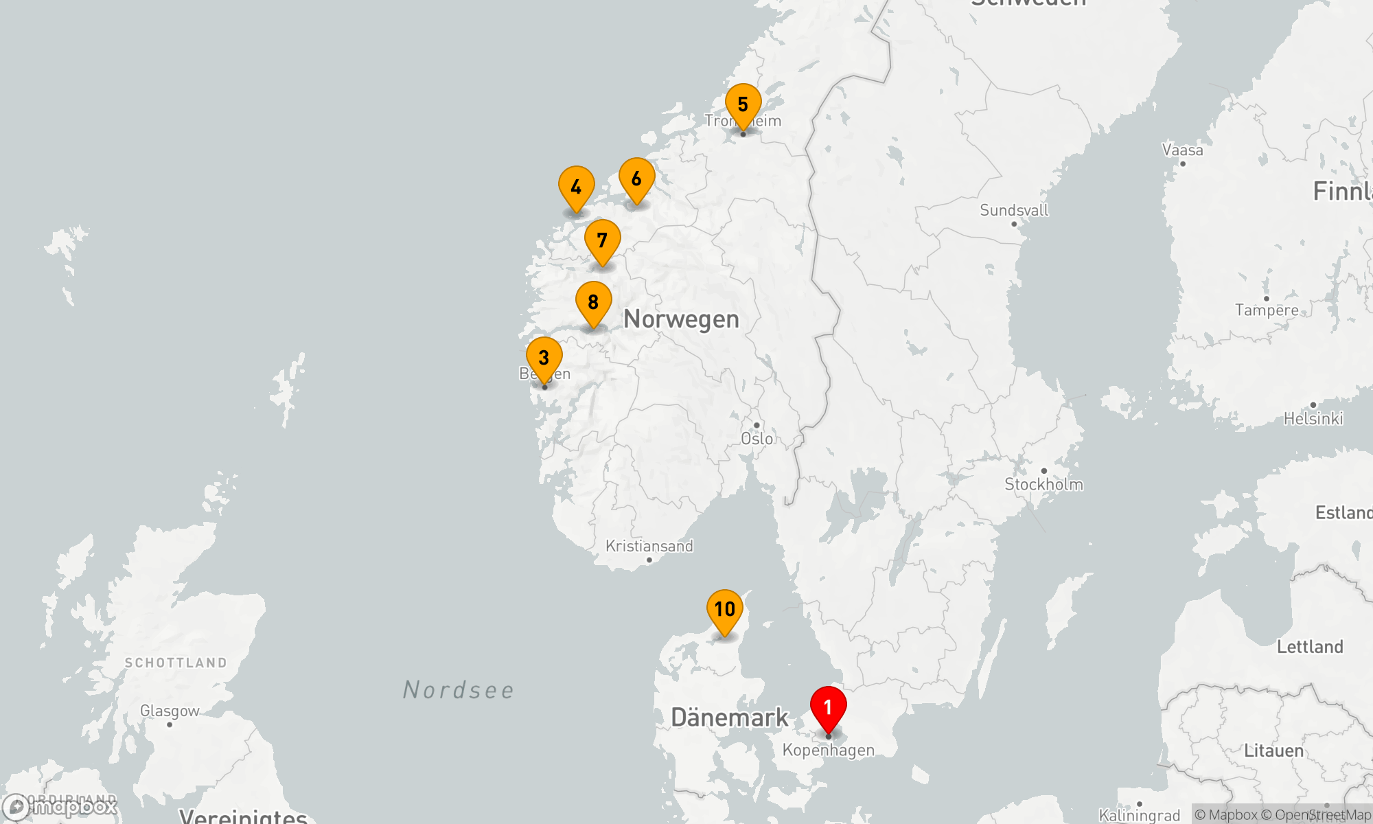 Route 10 Nächte - Nordische Erhabenheit: Fjorde und Städte Skandinaviens