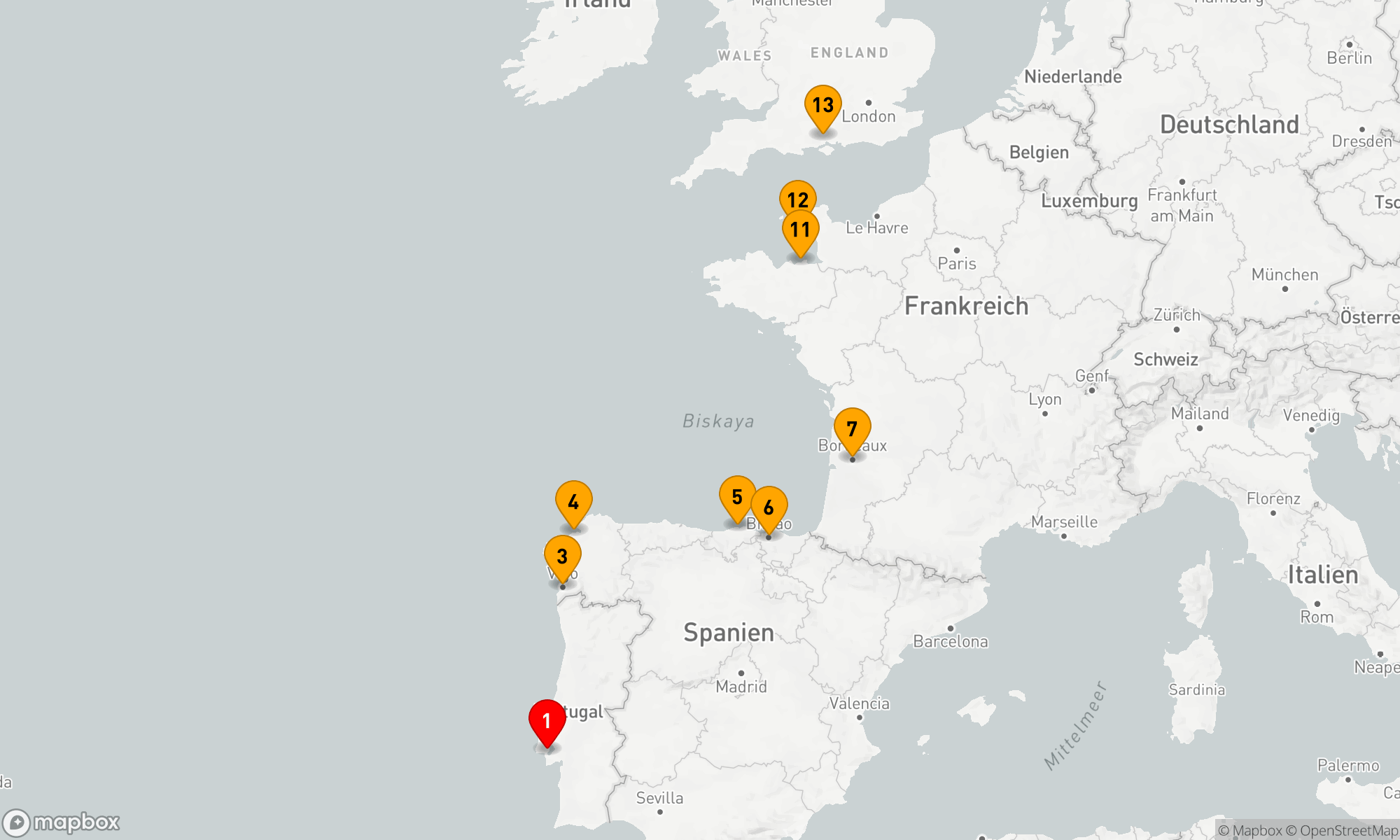 Route 12 Nächte - Kulturelle Küstenklänge: Von Lissabon nach Southampton