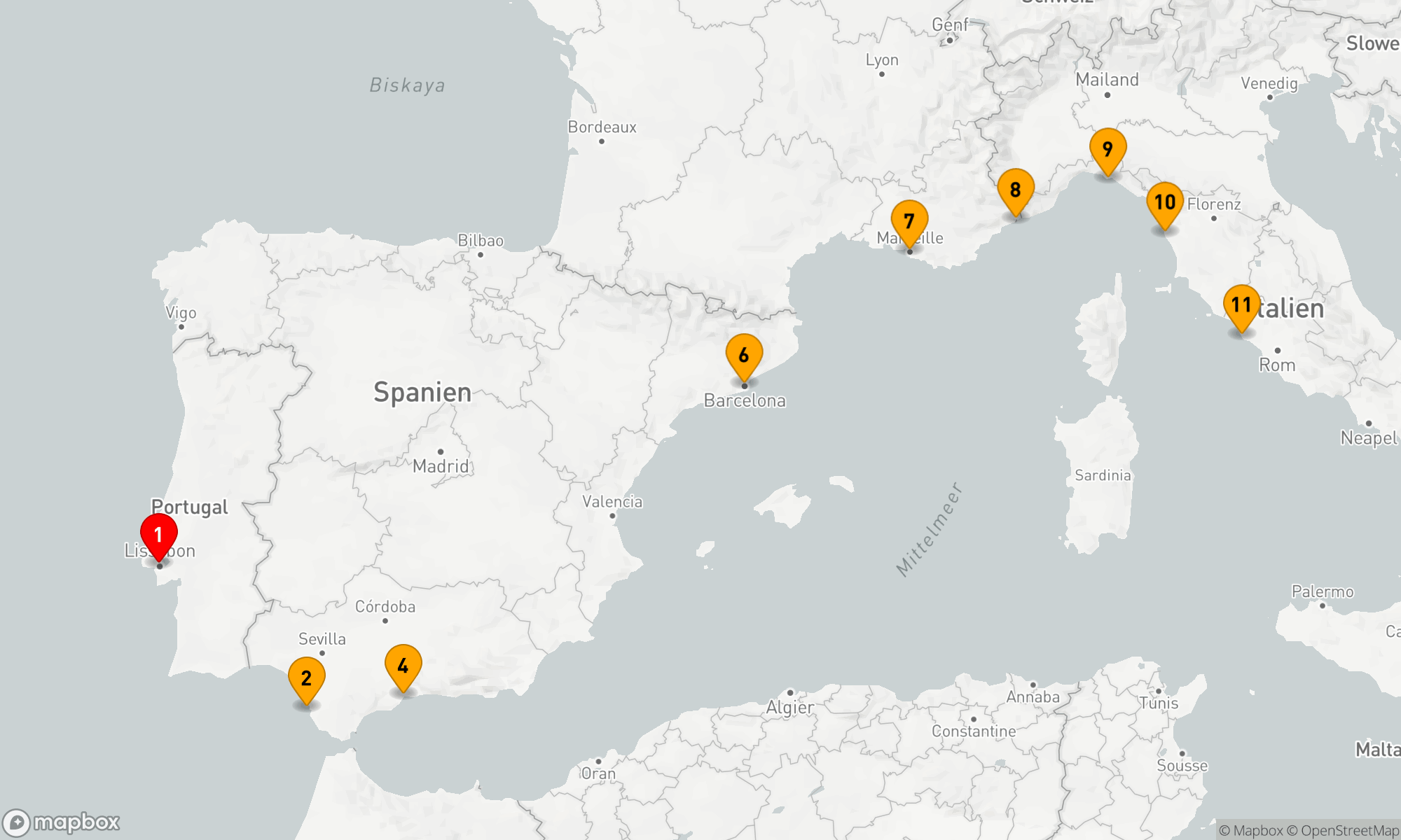 Route 10 Nächte - Mediterrane Schätze und Atlantische Küsten