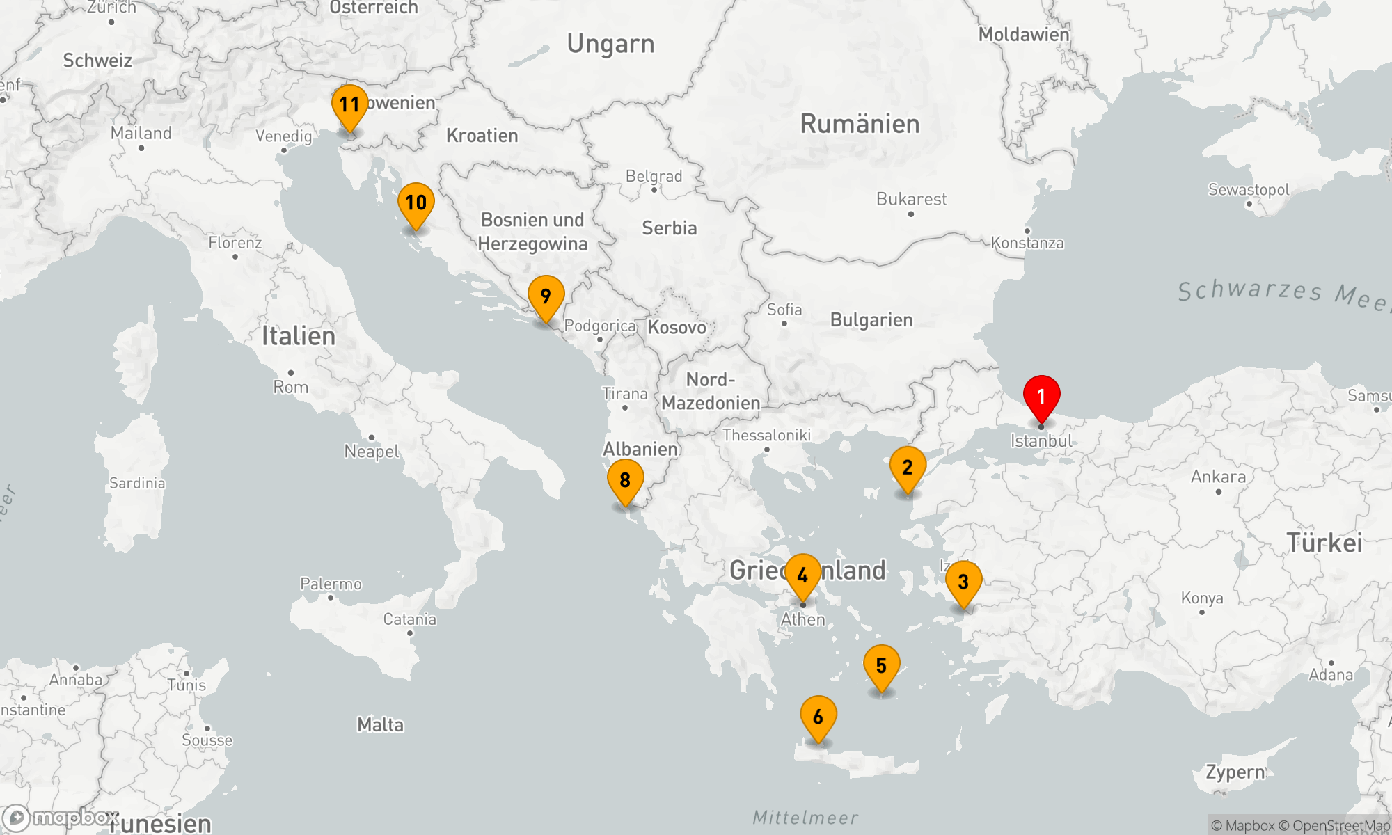 Route 10 Nächte - AEGEAN TO ADRIATIC PASSAGE