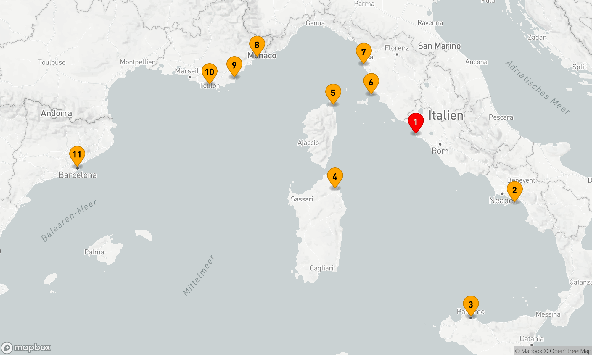Route 10 Nächte - ITALY & FRANCE SPOTLIGHT