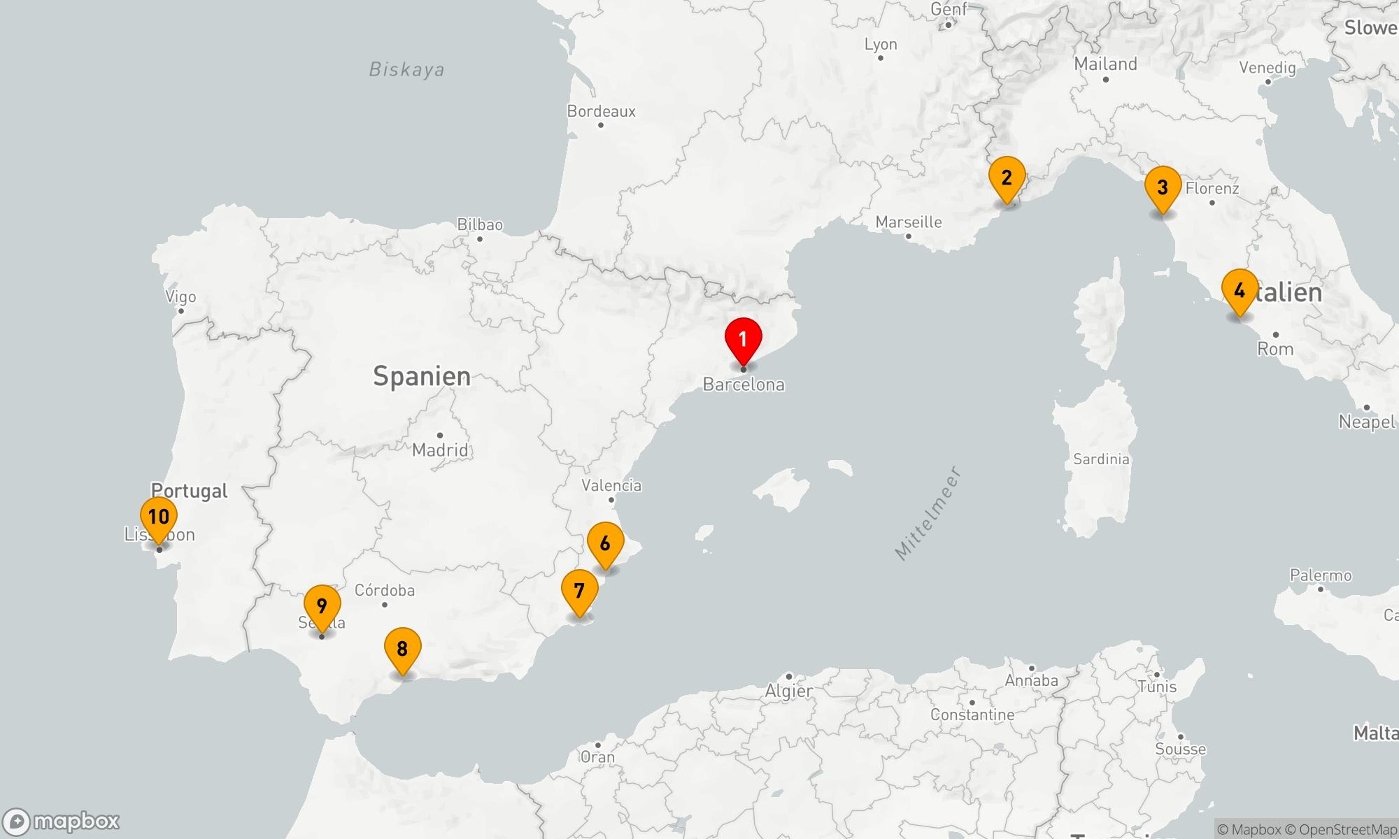 Route 10 Nächte - ITALIAN & IBERIAN RADIANCE