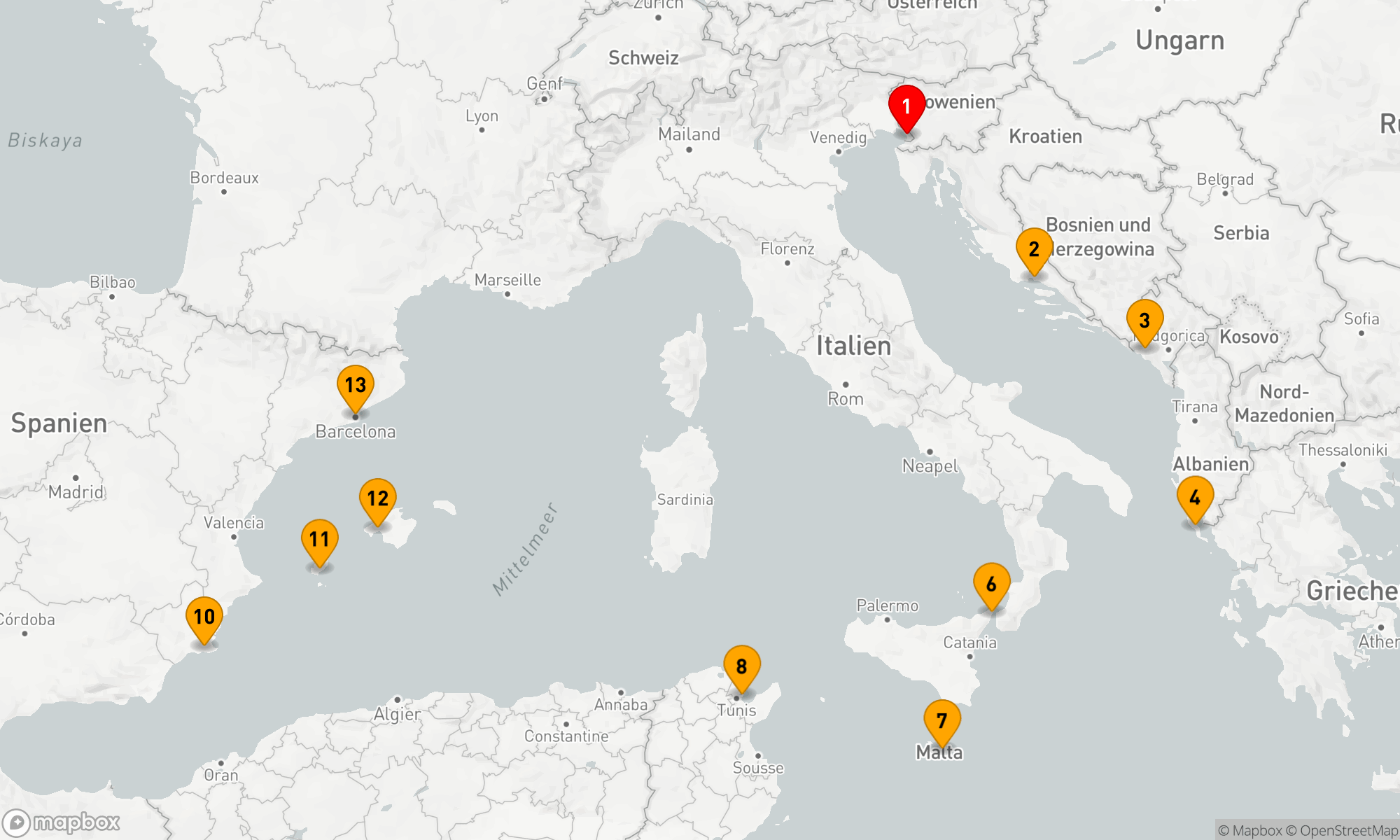 Route 12 Nächte - ADRIATIC TO THE BALEARICS