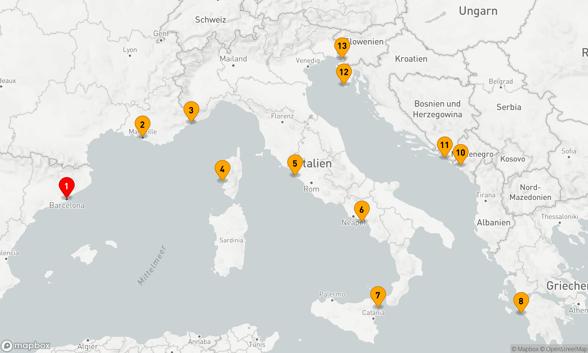Route 12 Nächte - SOUTHERN EUROPE SOJOURN