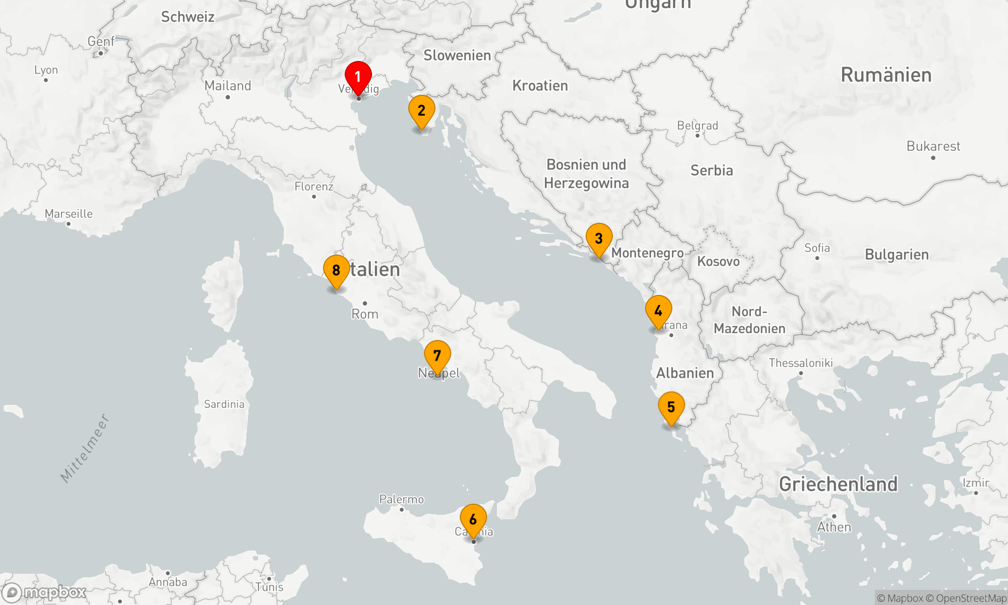 Route 7 Nächte - THE ADRIATIC & ITALY