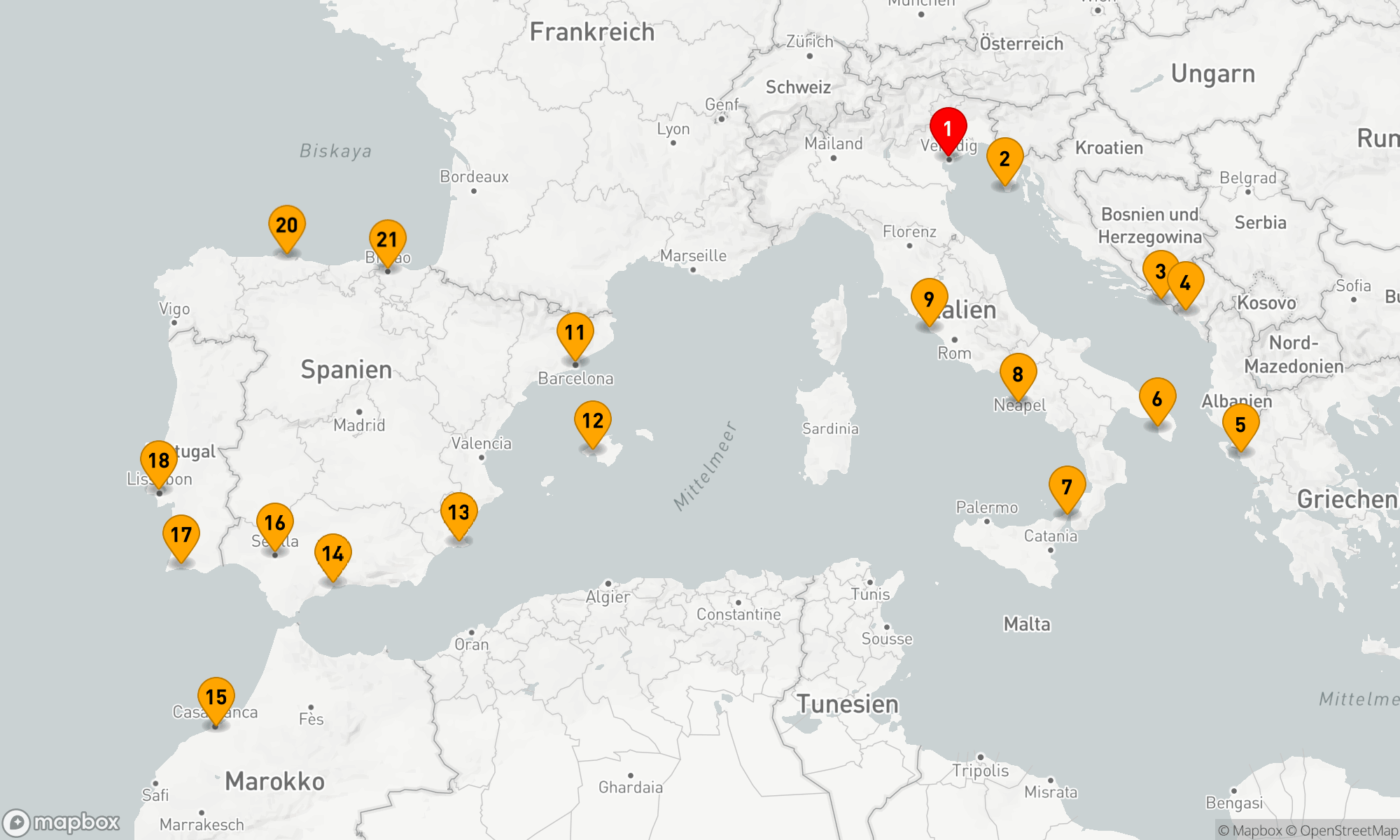 Route 20 Nächte - ADRIATIC & IBERIA DISCOVERY