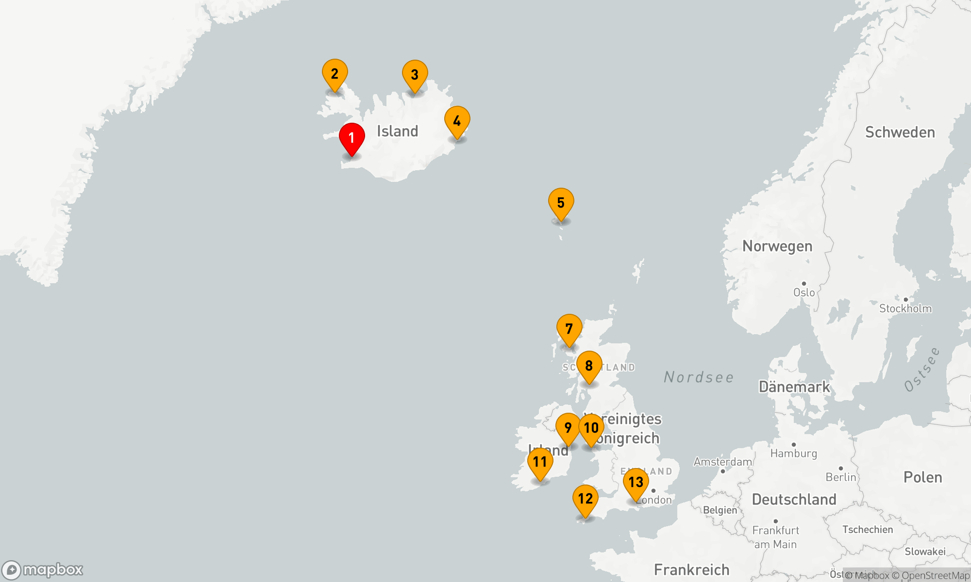 Route 12 Nächte - ICELAND TO BRITISH ISLES