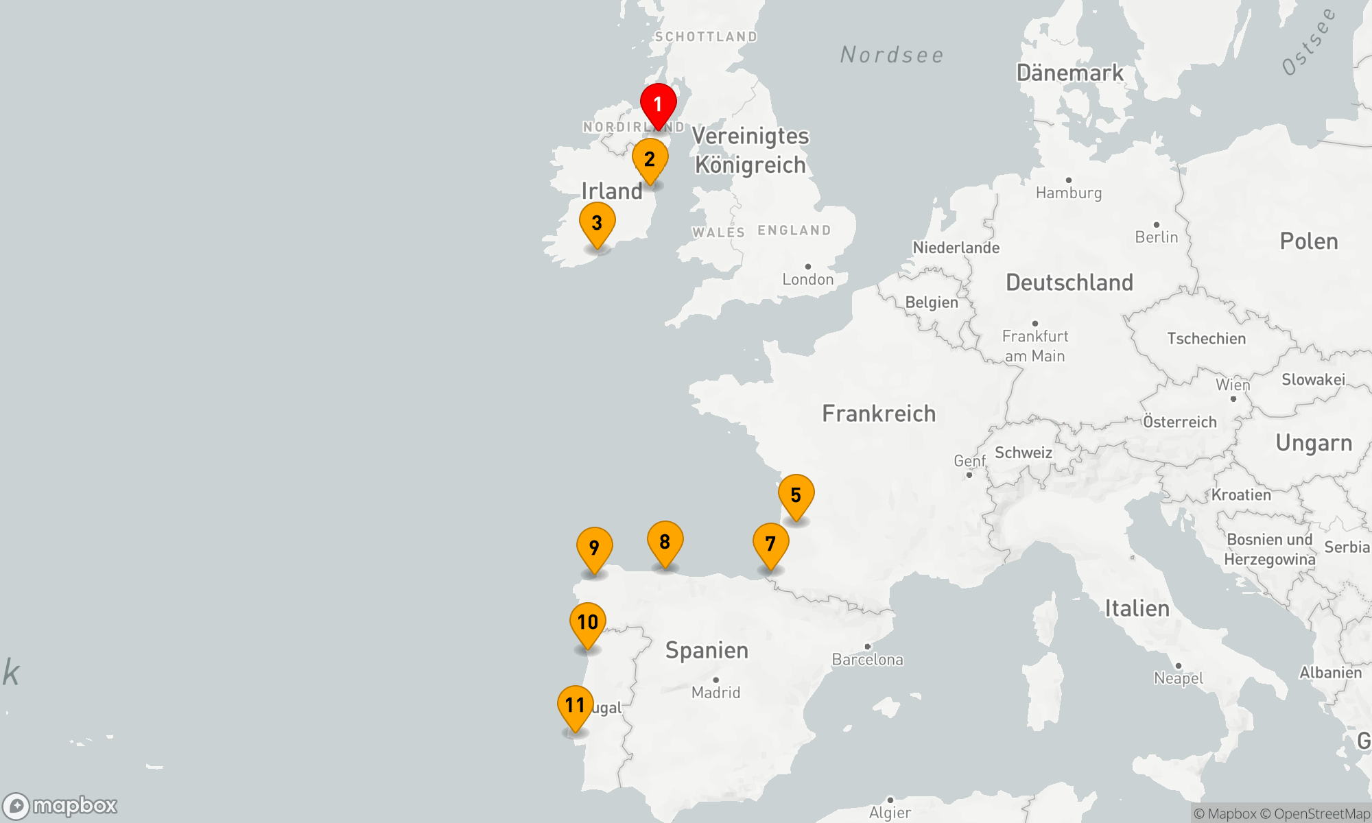 Route 10 Nächte - IRELAND TO IBERIA TRAVELER