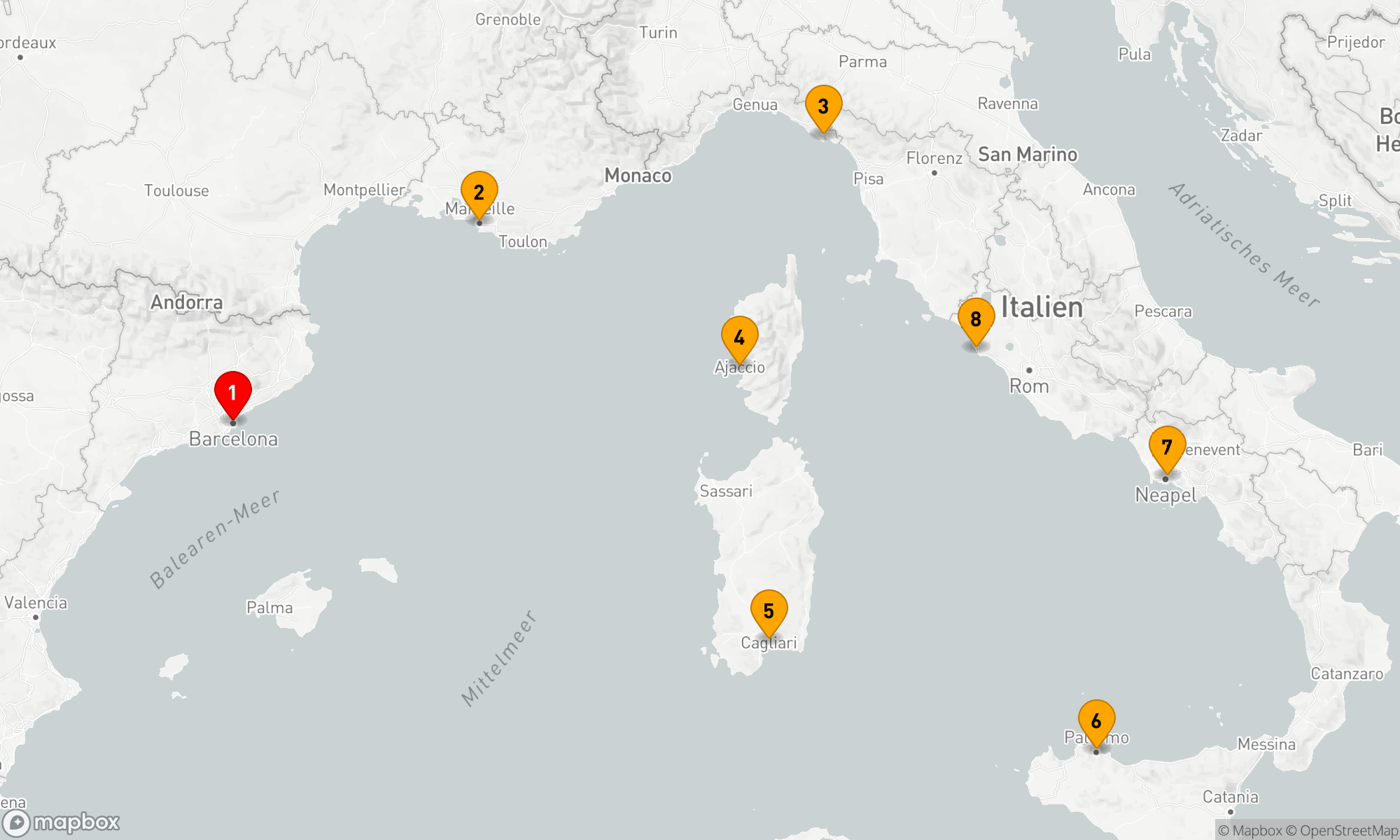 Route 7 Nächte - MEDITERRANEAN HOLIDAY