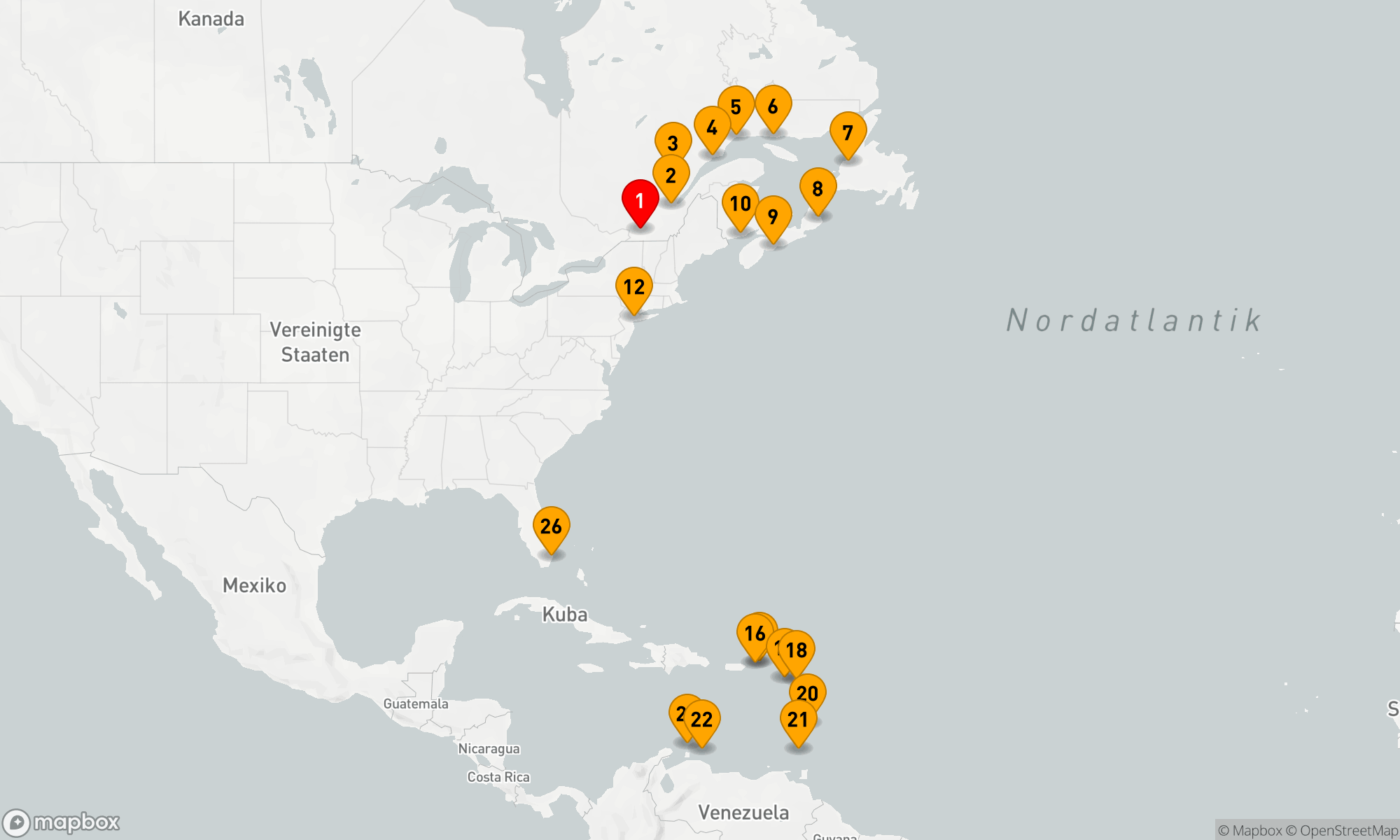Route 25 Nächte - CANADA & CARIBBEAN ISLES