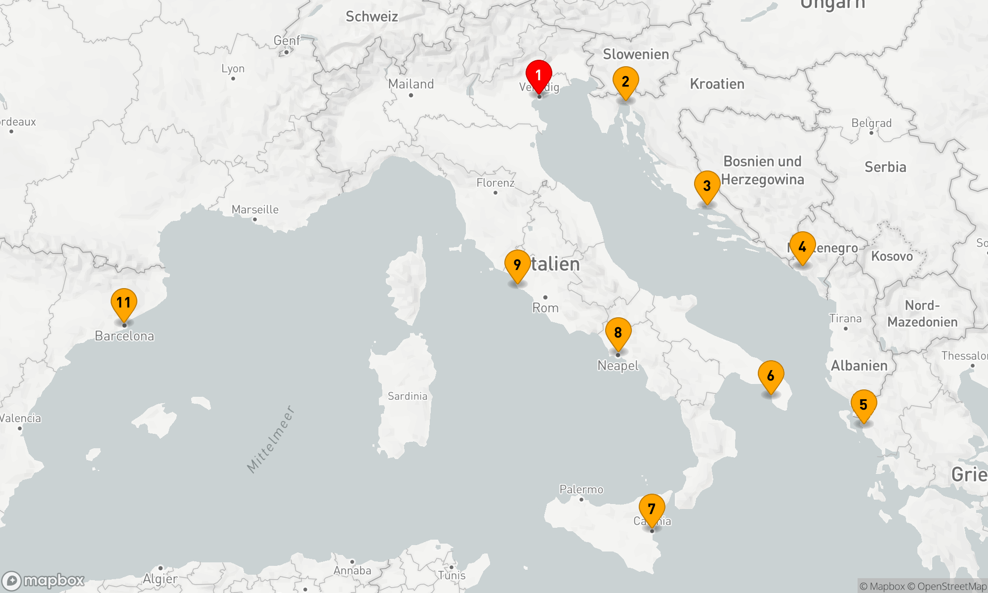 Route 10 Nächte - SOUTHERN EUROPEAN GEMS