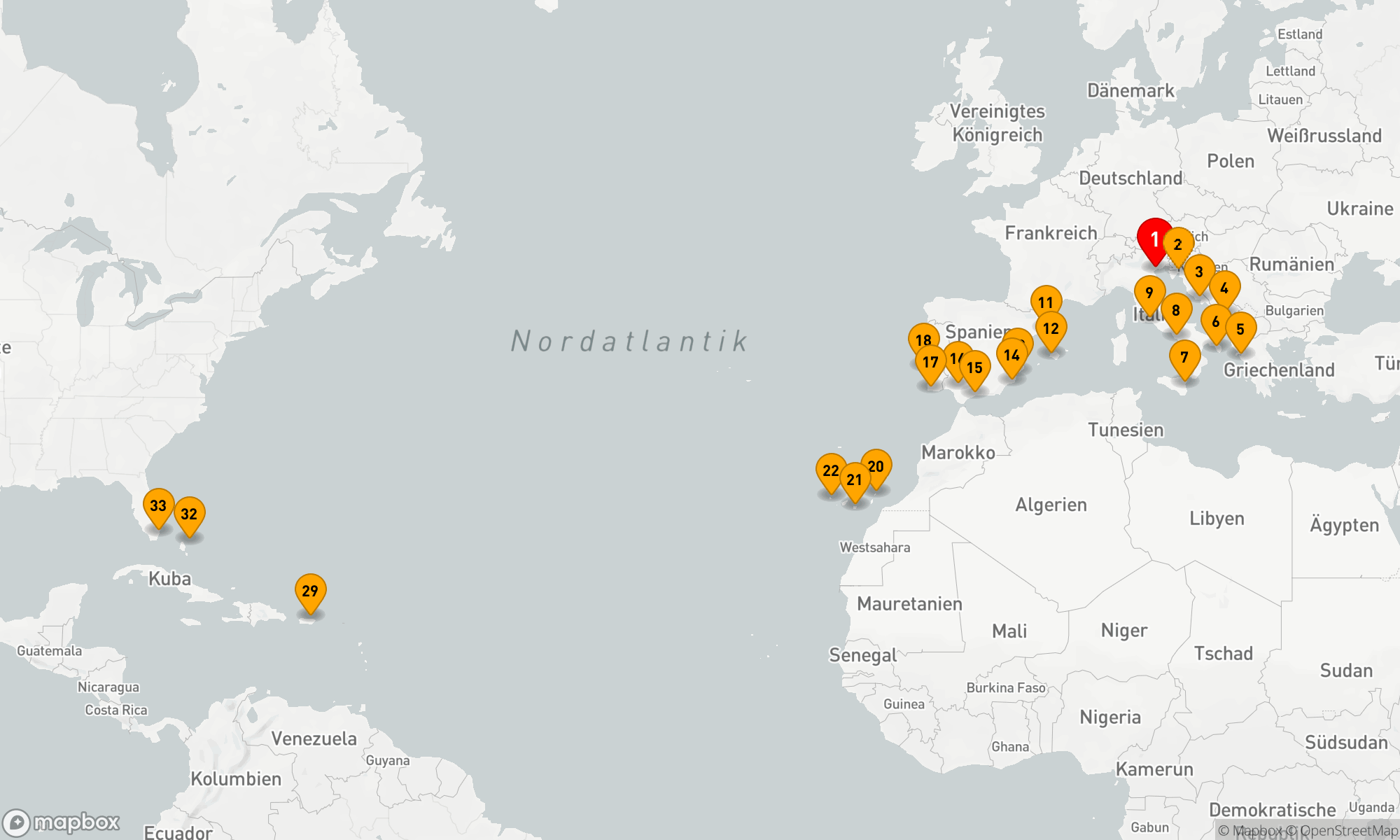 Route 32 Nächte - ADRIATIC TO CARIBBEAN ISLES
