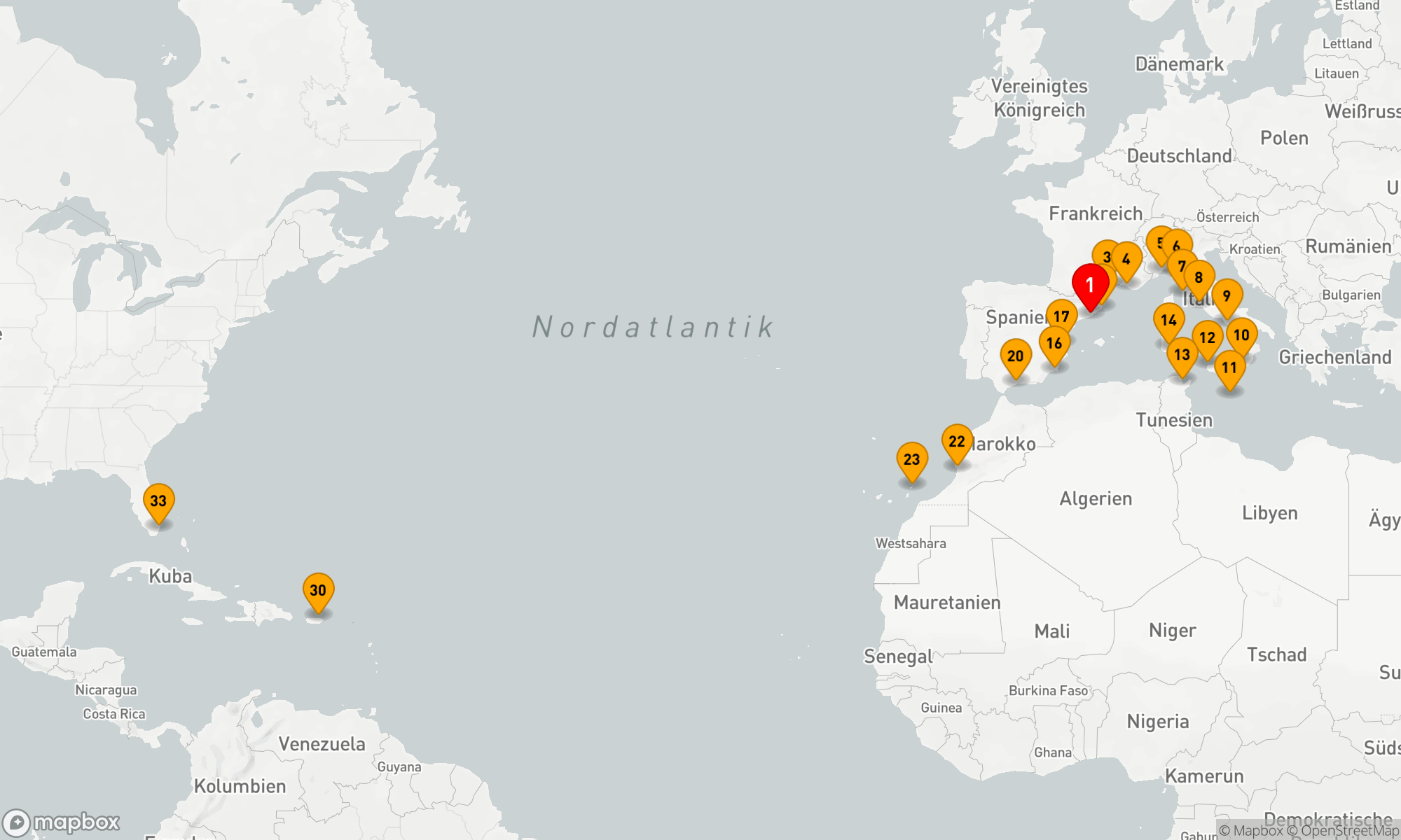 Route 32 Nächte - RIVIERAS TO THE CARIBBEAN