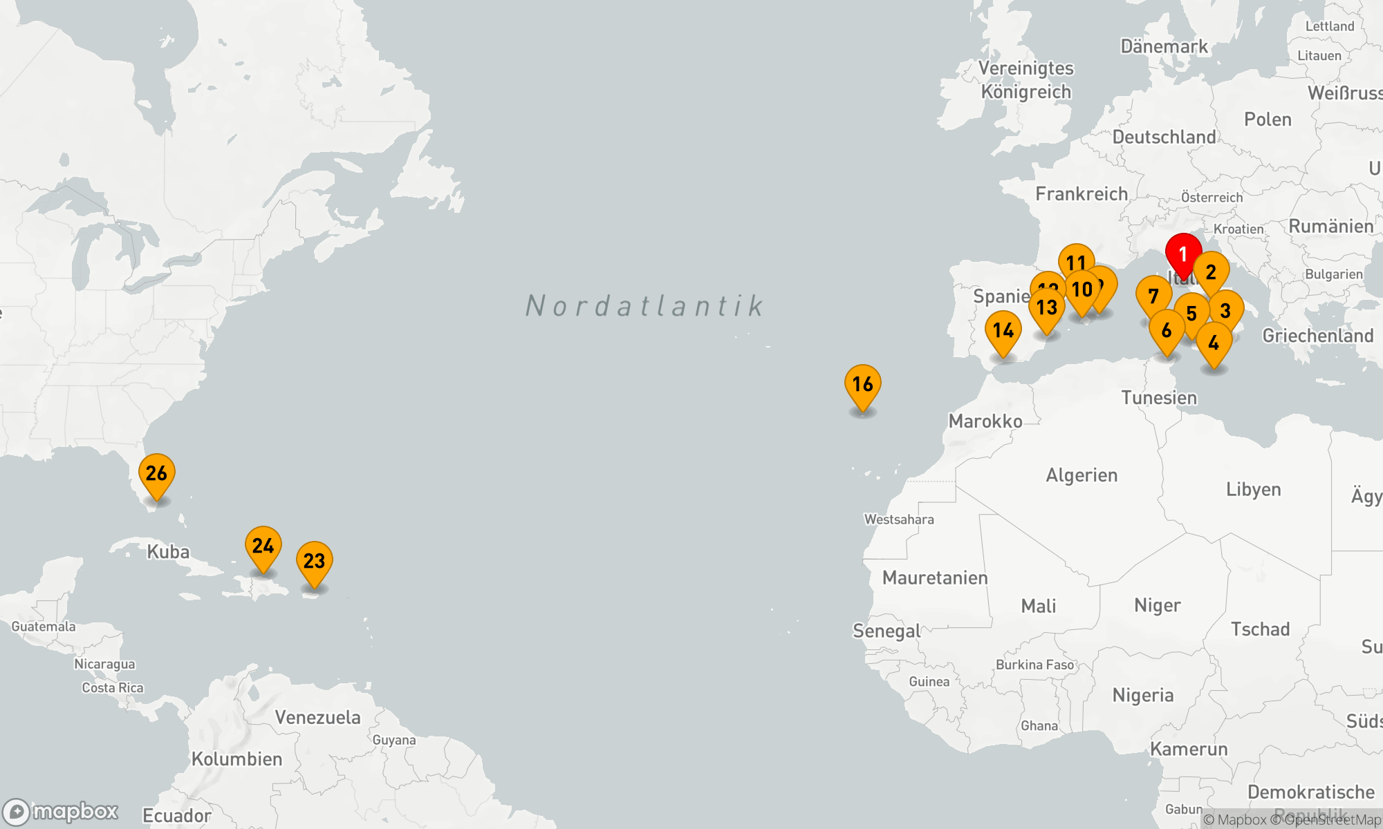 Route 25 Nächte - EUROPE TO THE CARIBBEAN