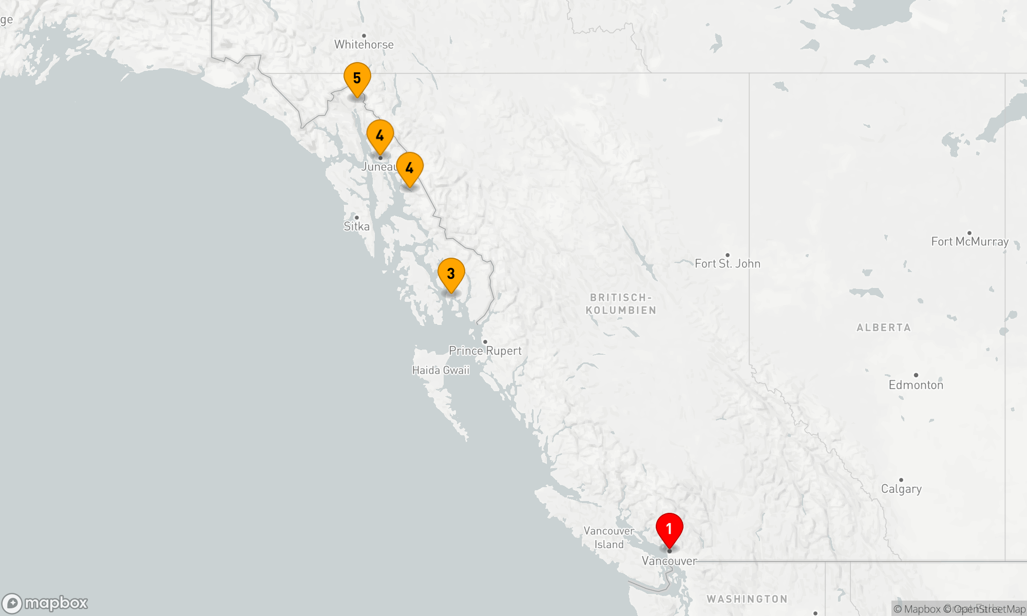 Route 7 Nächte - Inside Passage (Hin- und Rückfahrt Vancouver)