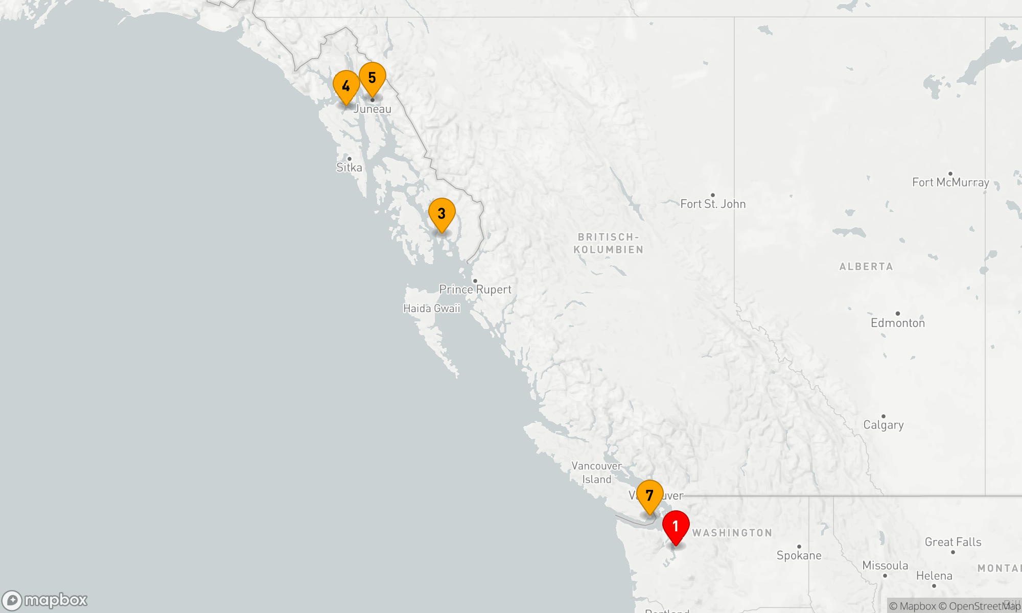 Route 7 Nächte - ALASKA ERLEBNISKREUZFAHRT