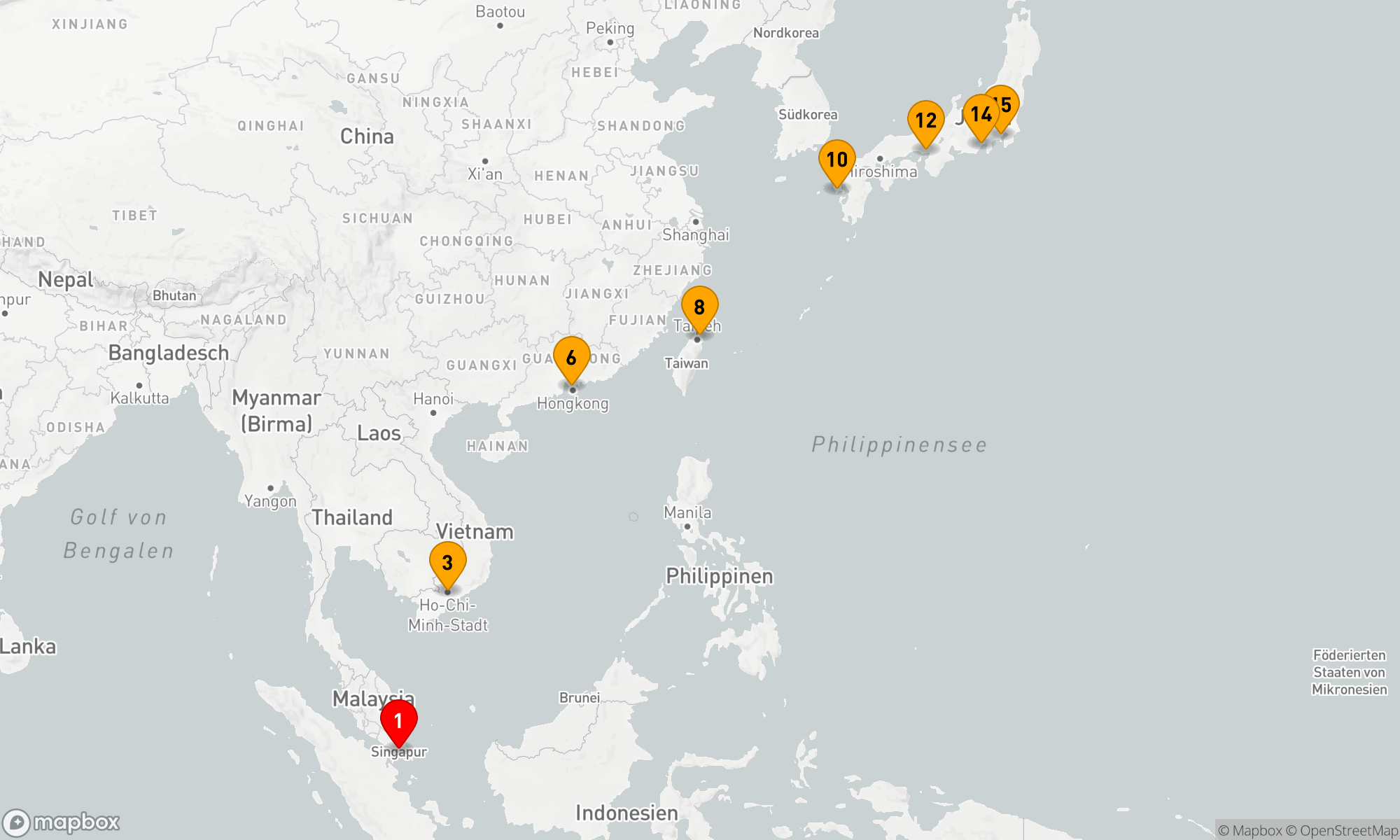 Route 14 Nächte - KREUZFAHRT VON SINGAPUR NACH TOKIO