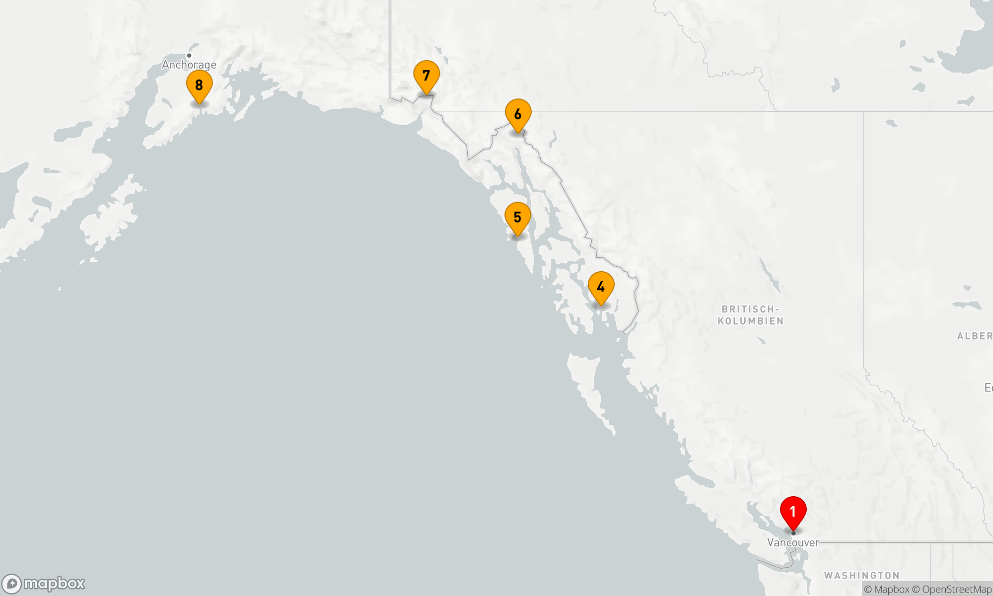 Route 7 Nächte - NORDWÄRTS ALASKA & HUBBARD GLETSCHER
