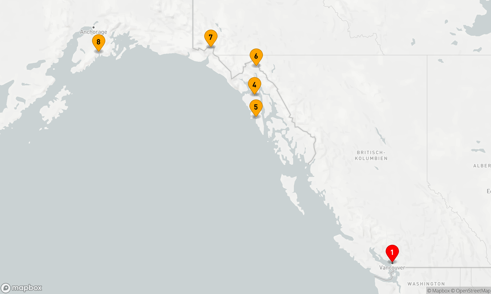 Route 7 Nächte - NORDWÄRTS ALASKA & HUBBARD GLETSCHER