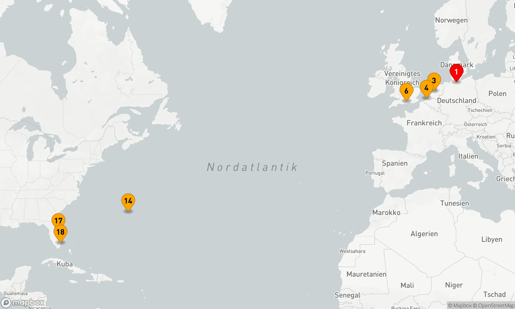 Route 17 Nächte - Westeuropa - Transatlantik ab Hamburg (H702C)