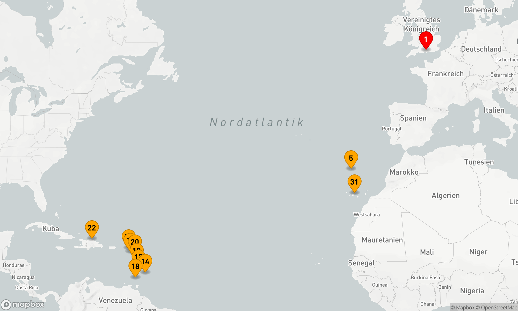 Route 34 Nächte - Transatlantik - Karibik (M703)