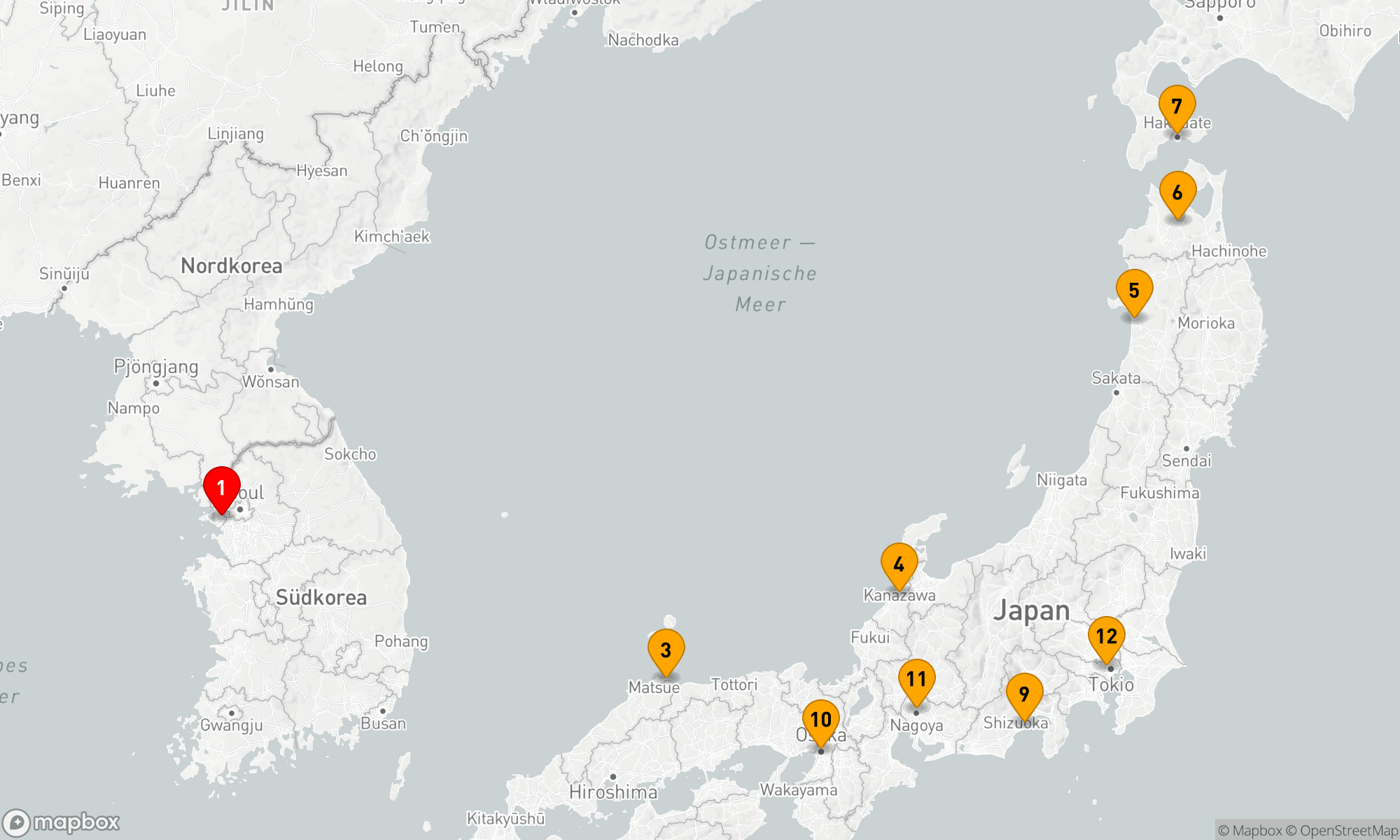 Route 11 Nächte - Kulturelle Entdeckungsreise zwischen Korea und Japan