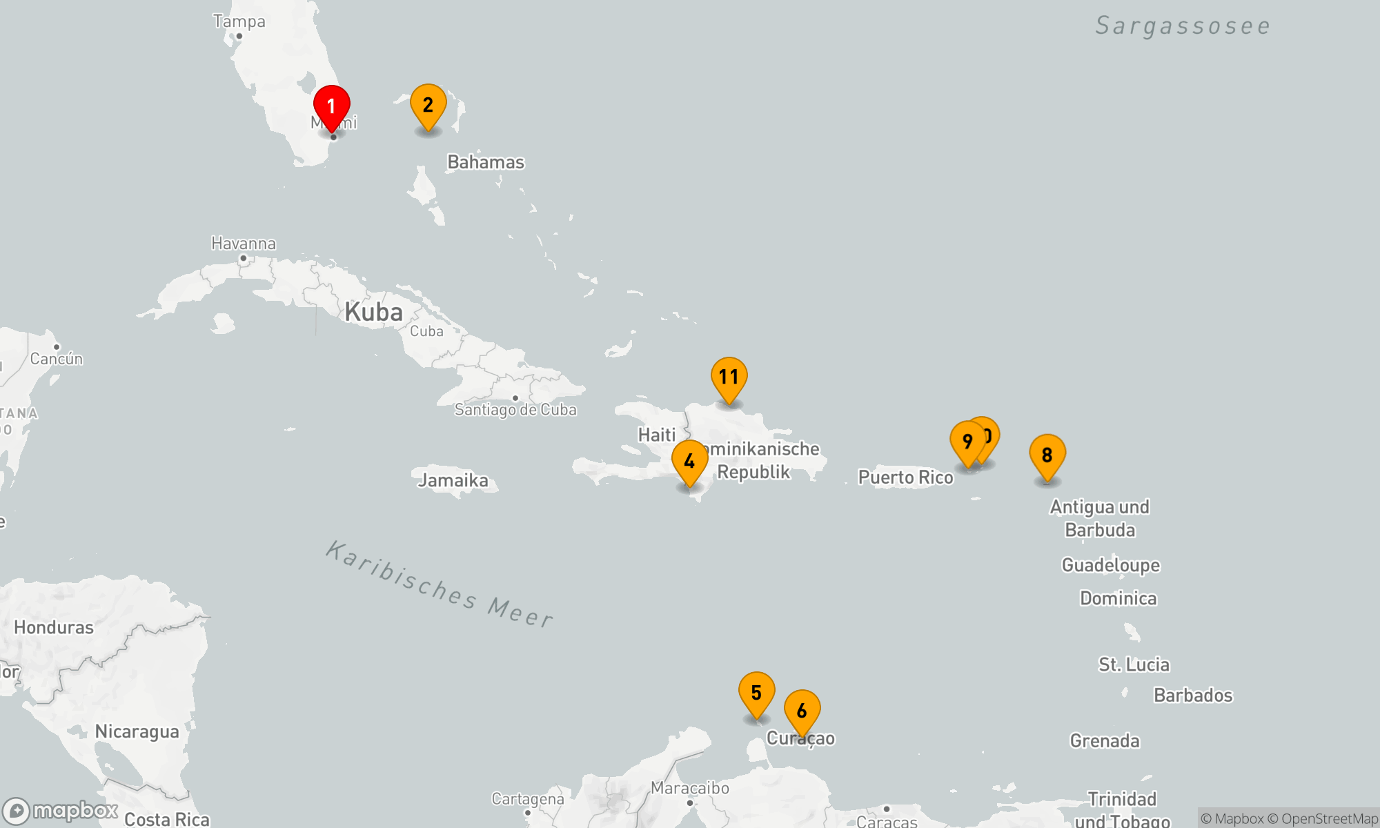 Route 12 Nächte - Karibische Inselträume ab Miami