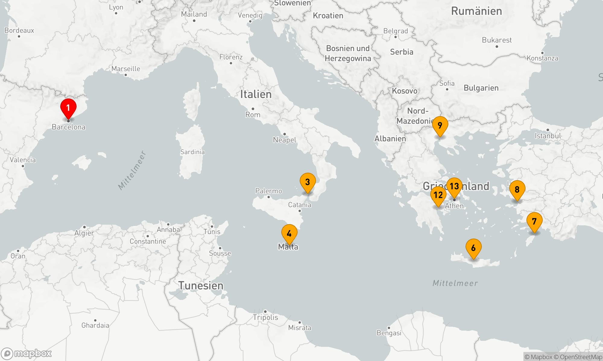 Route 13 Nächte - KREUZFAHRT DURCH GRIECHENLAND,  ITALIEN UND DIE TÜRKEI