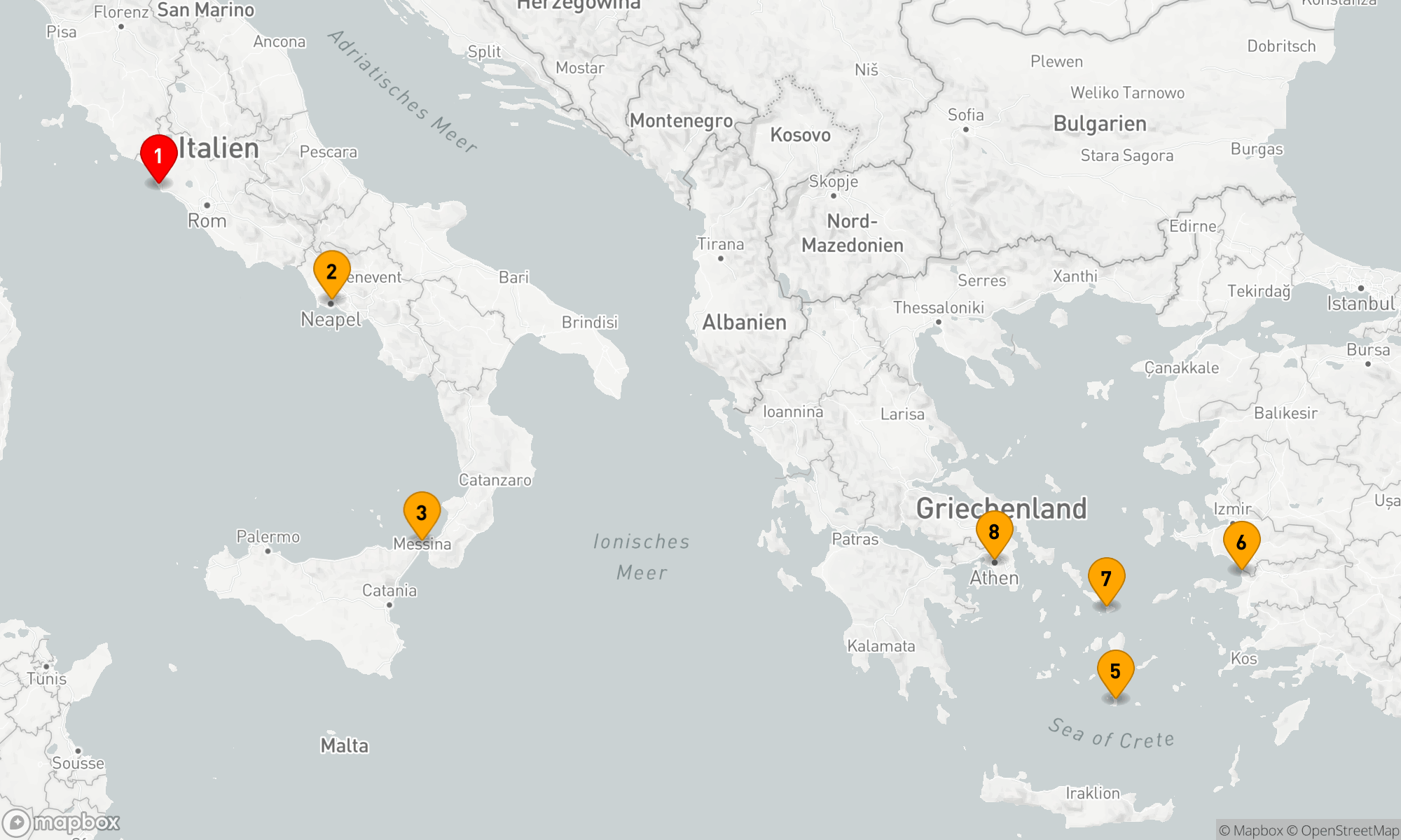 Route 7 Nächte - KREUZFAHRT GRIECHISCHE INSELN & ITALIEN