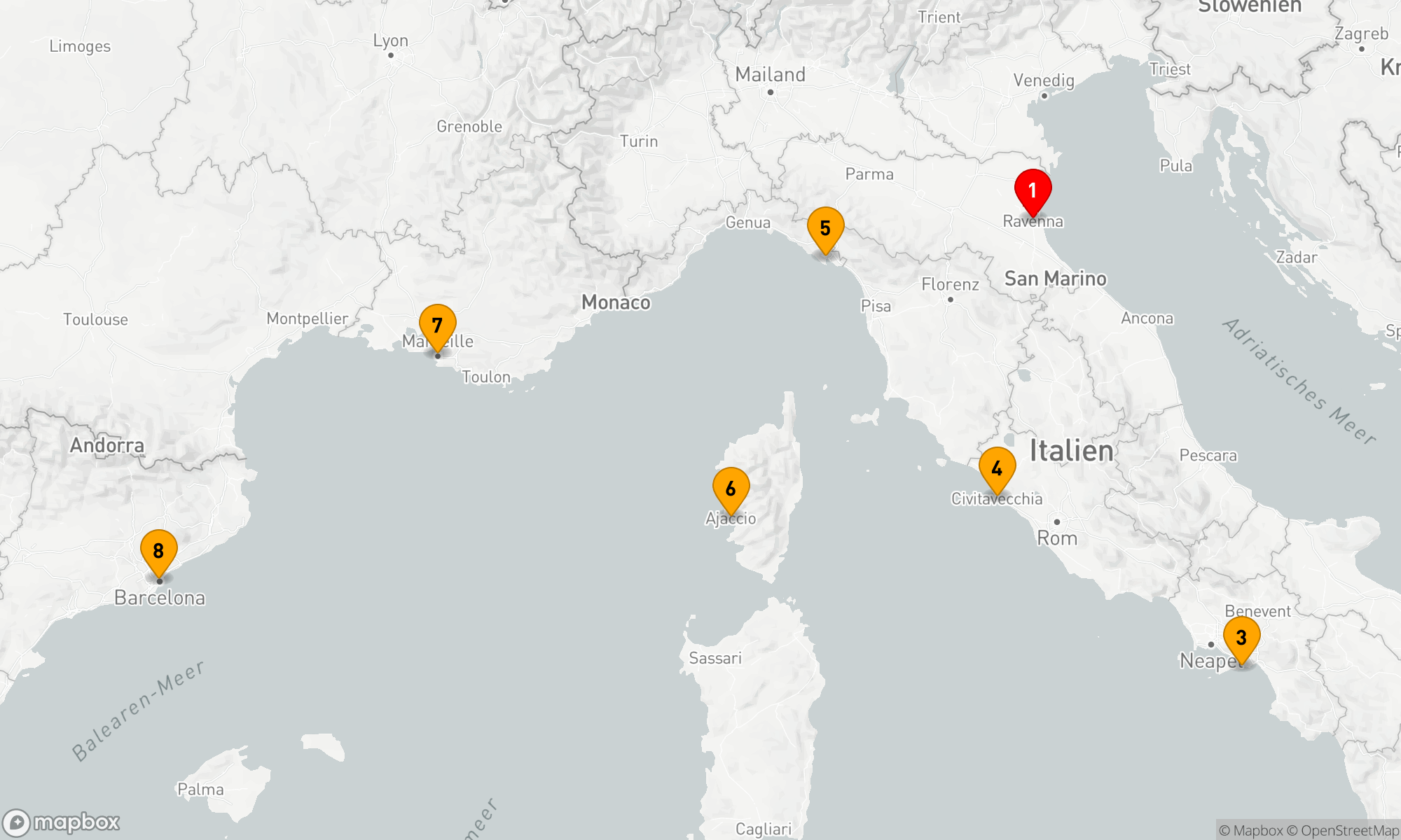 Route 7 Nächte - ITALIEN & FRANKREICH KREUZFAHRT