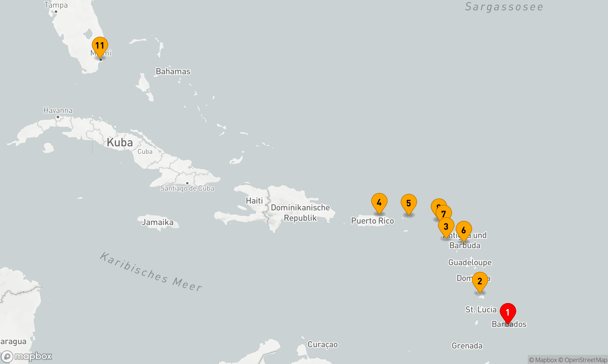 Route 10 Nächte - Karibische Inselträume: Von Barbados nach Florida