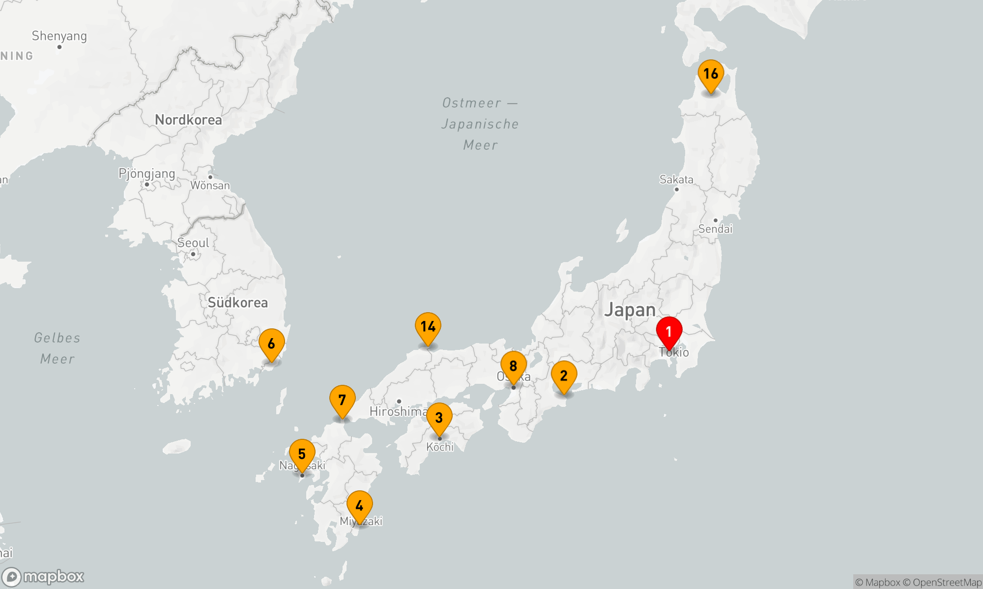Route 17 Nächte - Großkreis Japan