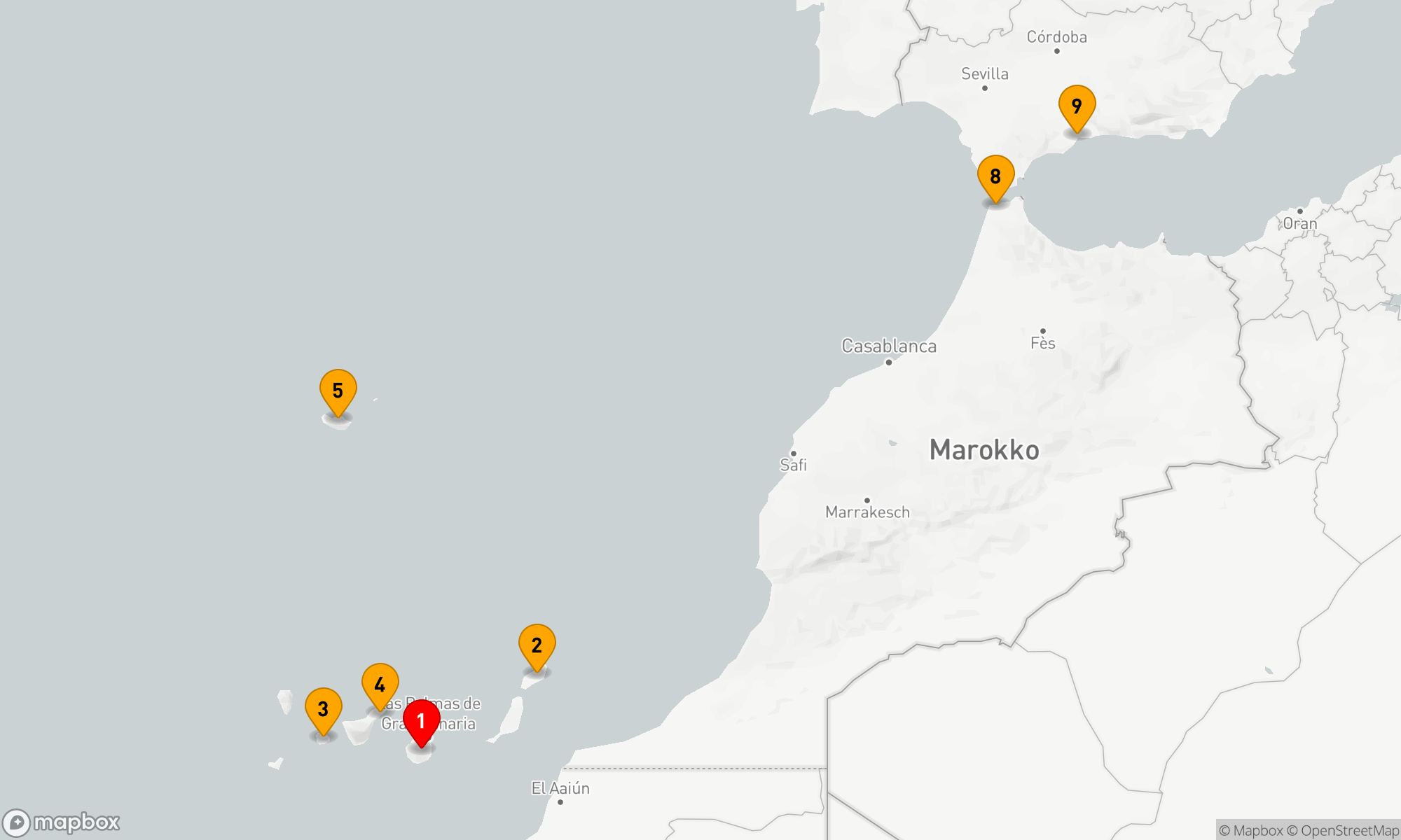 Route 8 Nächte - Atlantikabenteuer,  von der Kanaren bis zu den Iberischen Halbinsel