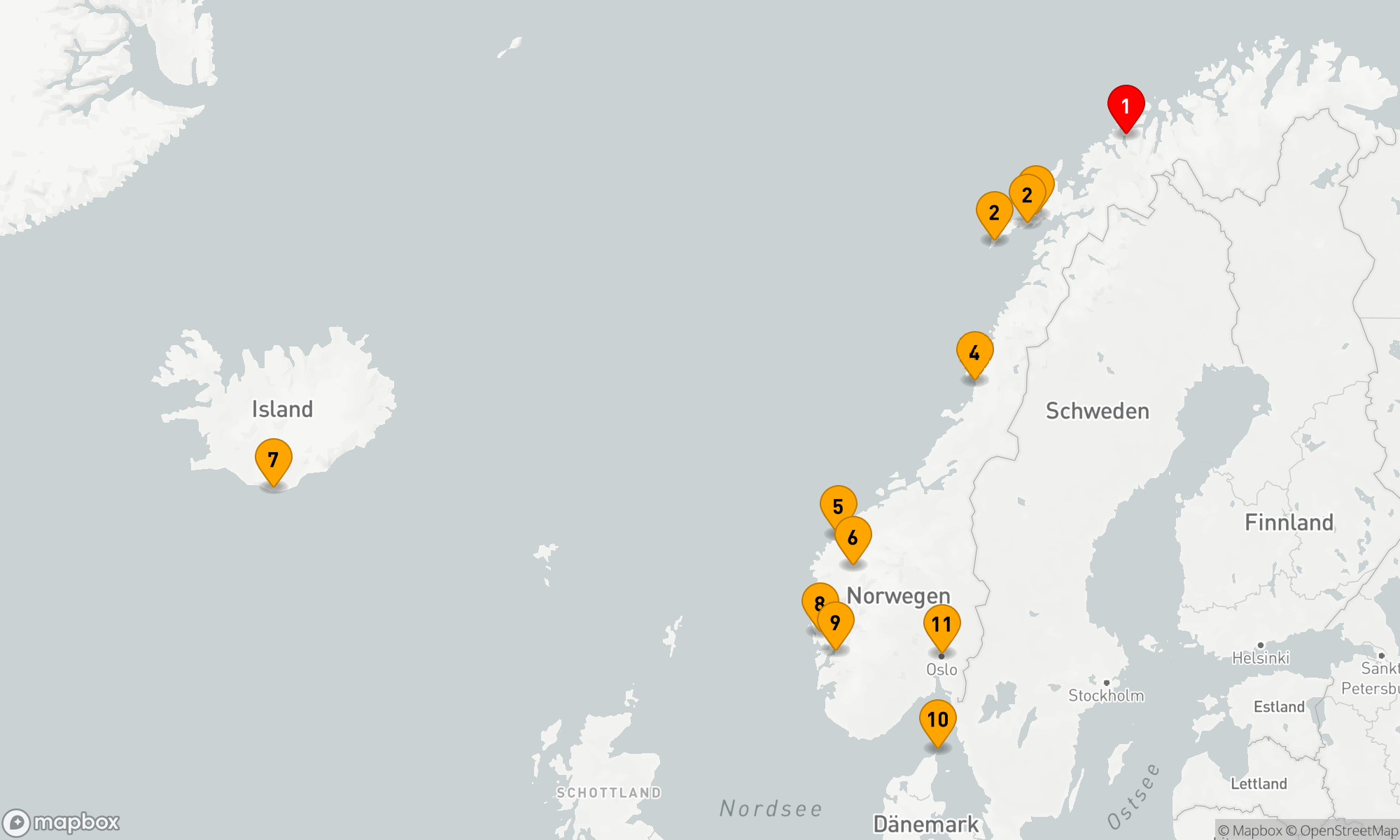 Route 10 Nächte - Nordlichter und Fjordzauber: Entdeckungsreise durch Norwegens Küstenwunder